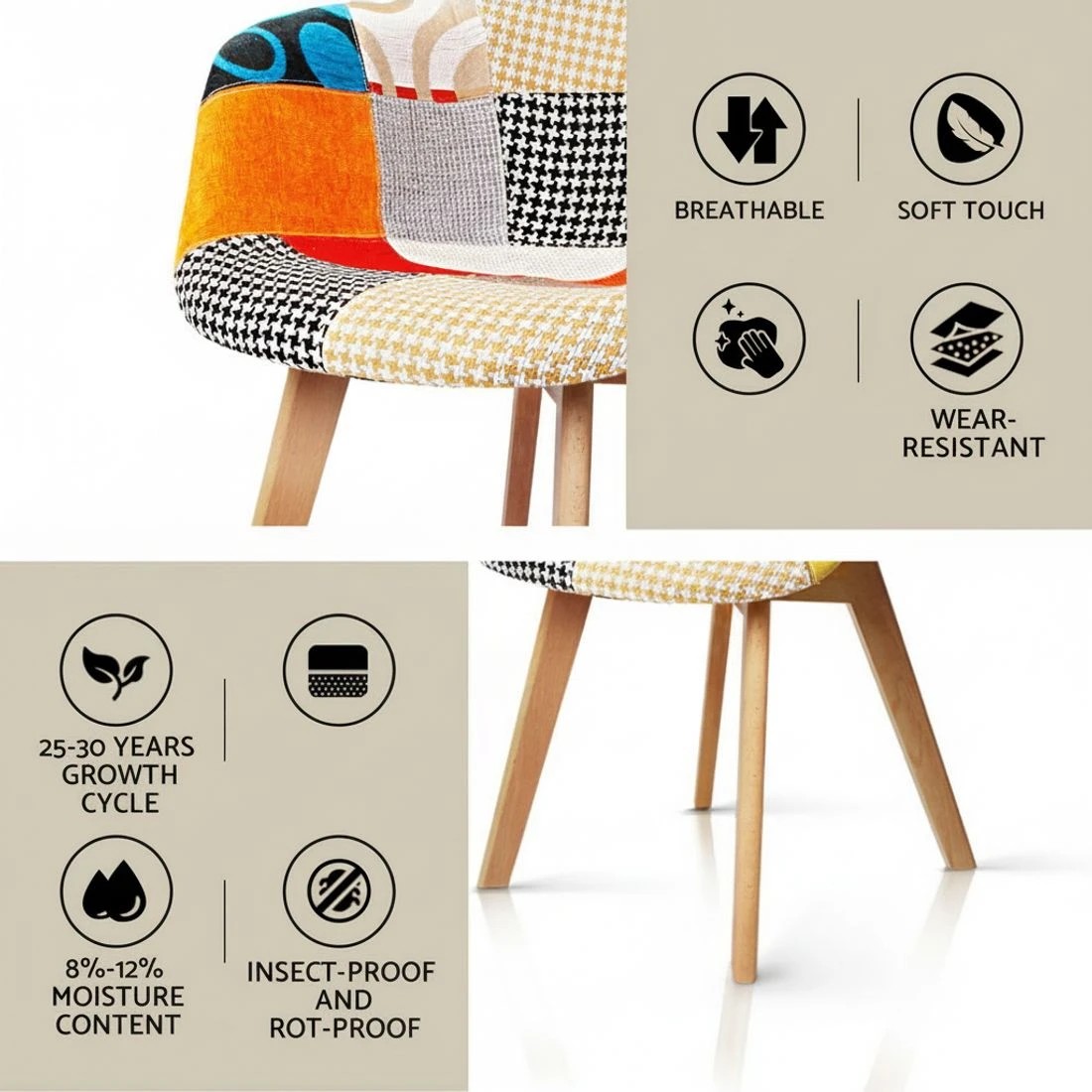 6 1 Artiss Dining Table and 2 Chairs Set DSW 90cm - Multi, 6 of 6