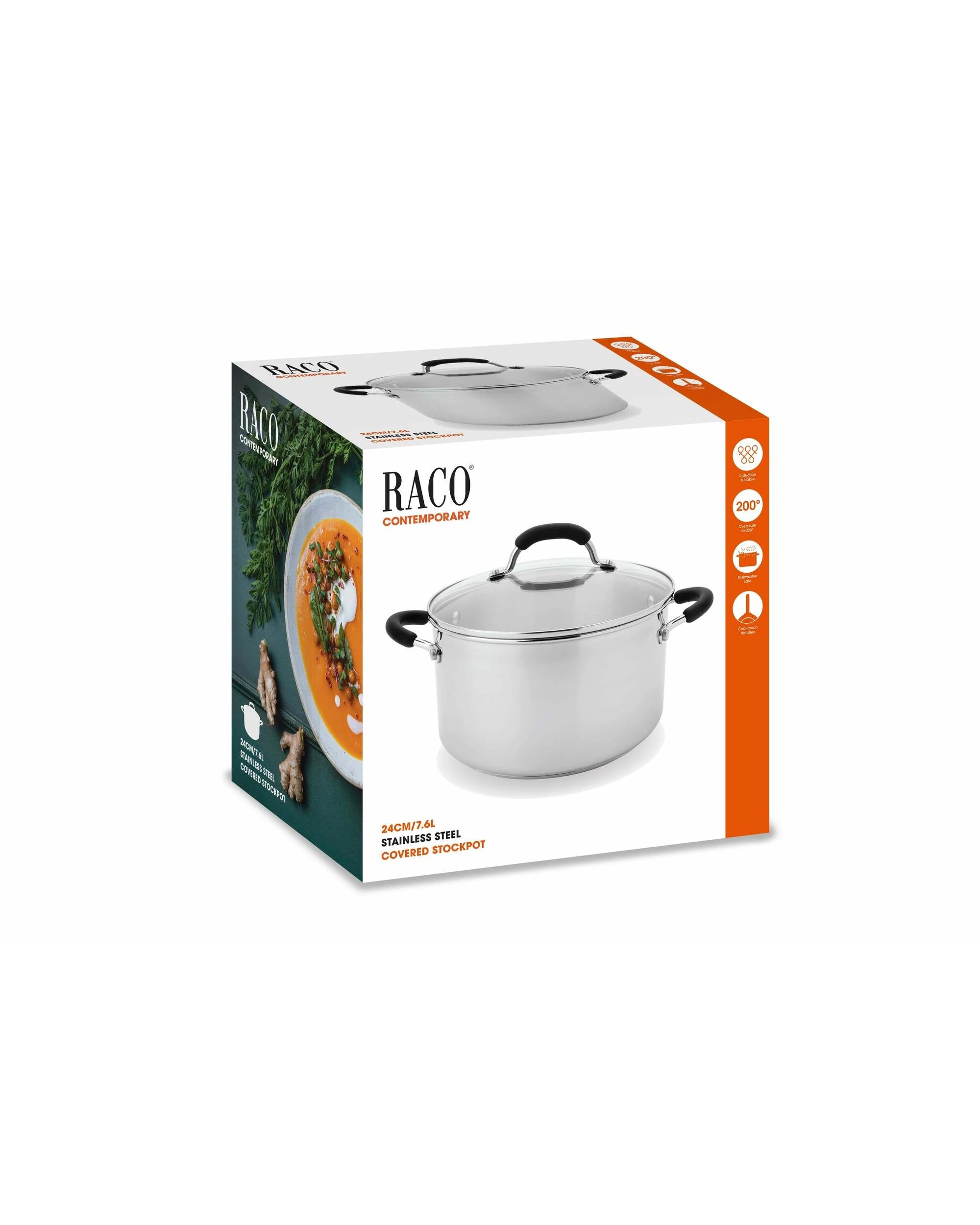 2 RACO Contemporary Stainless Steel Induction Stockpot 24cm/7.6L - Silver, 2 of 2