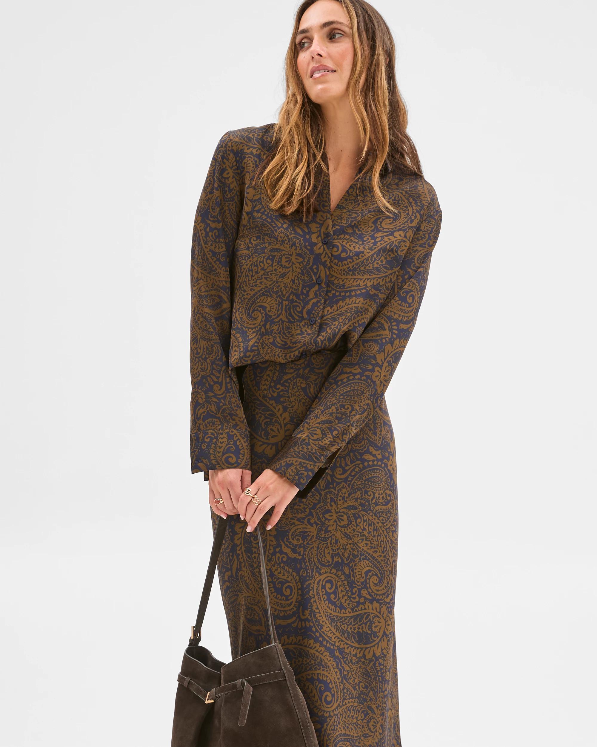 4 Preview Satin Bias Cut Midi Skirt WINTER PAISLEY, 4 of 7