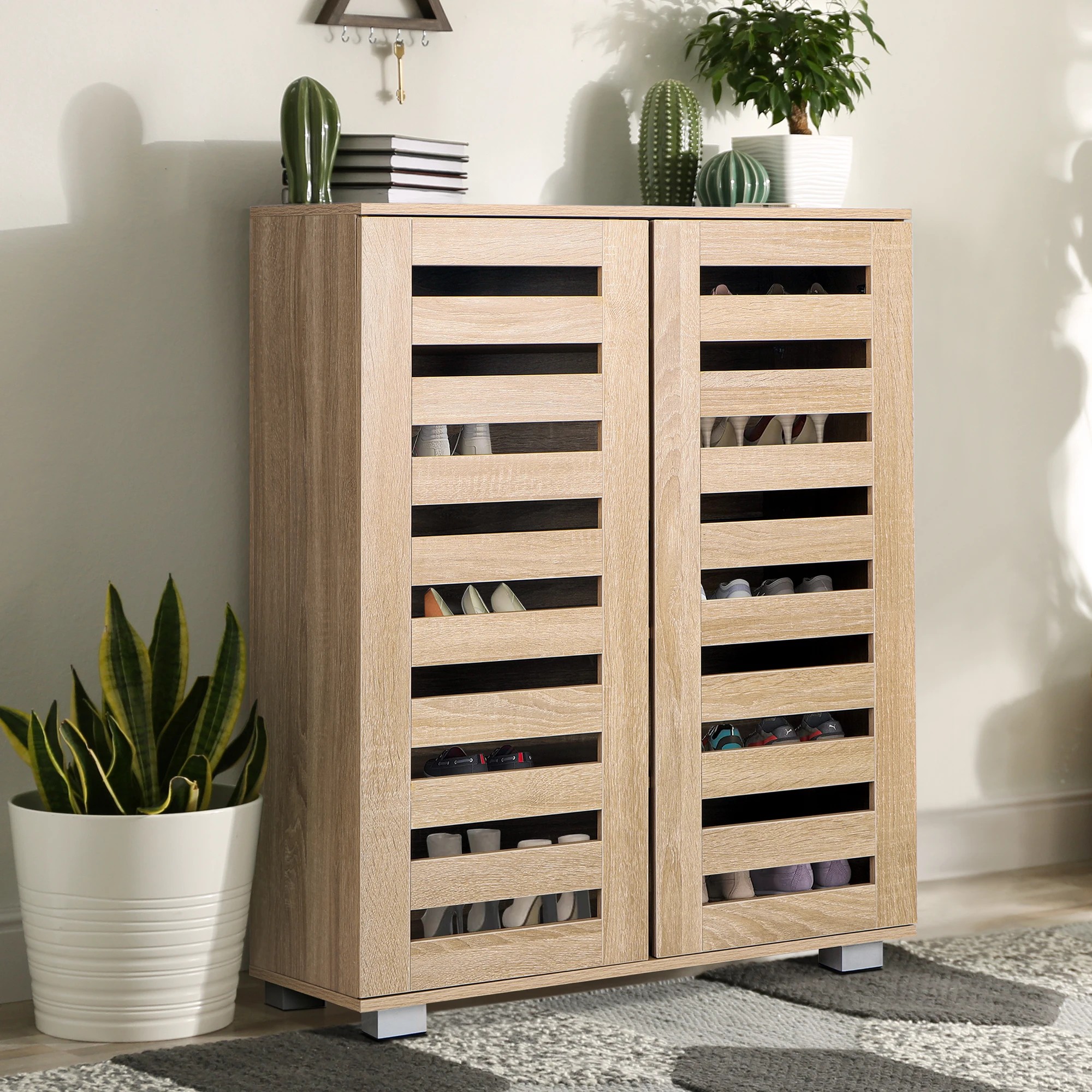 4 Alfordson Shoe Cabinet Organiser Storage Rack Drawer Shelf 21 Pairs - Wood, 4 of 10