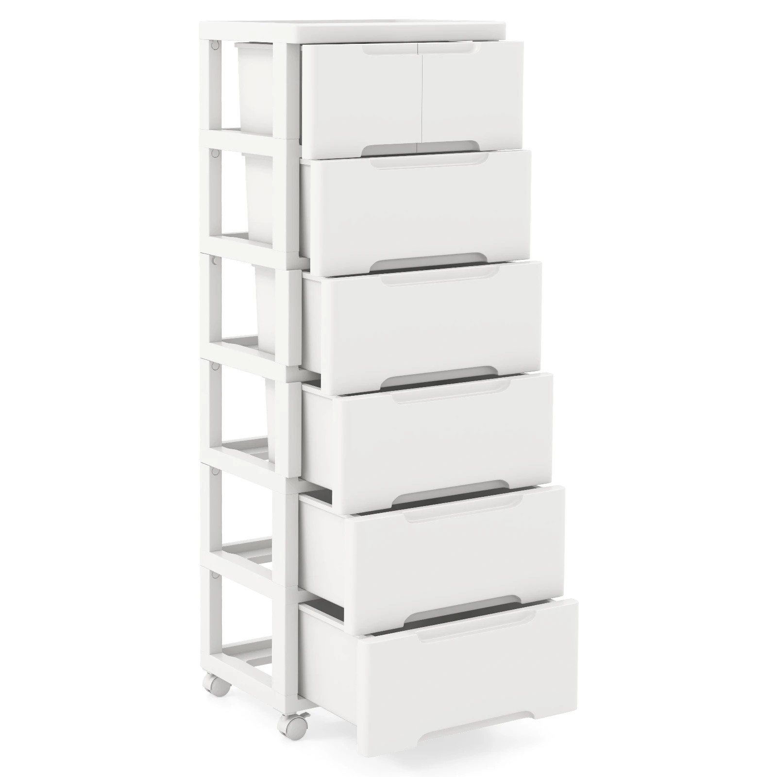 1 Costway 6 Chest of Drawers Mobile Home Office Storage Cabinet Filing Cabinet - White, 1 of 5