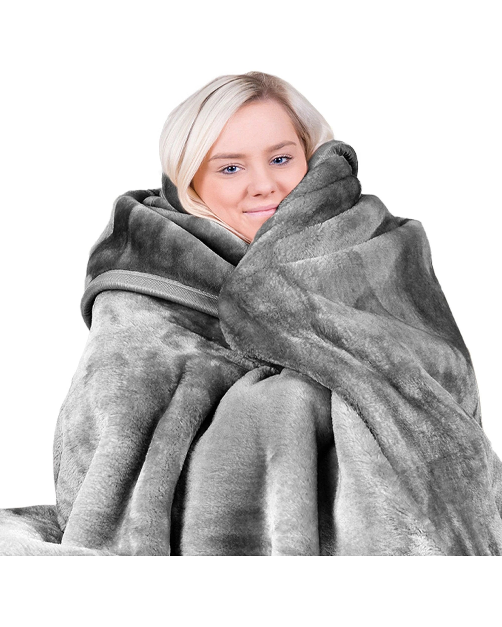 2 Laura Hill 800-gsm Mink Blanket Double-sided Soft Plush Bed Faux Throw Rug Silver
 - Queen Bed, 2 of 8