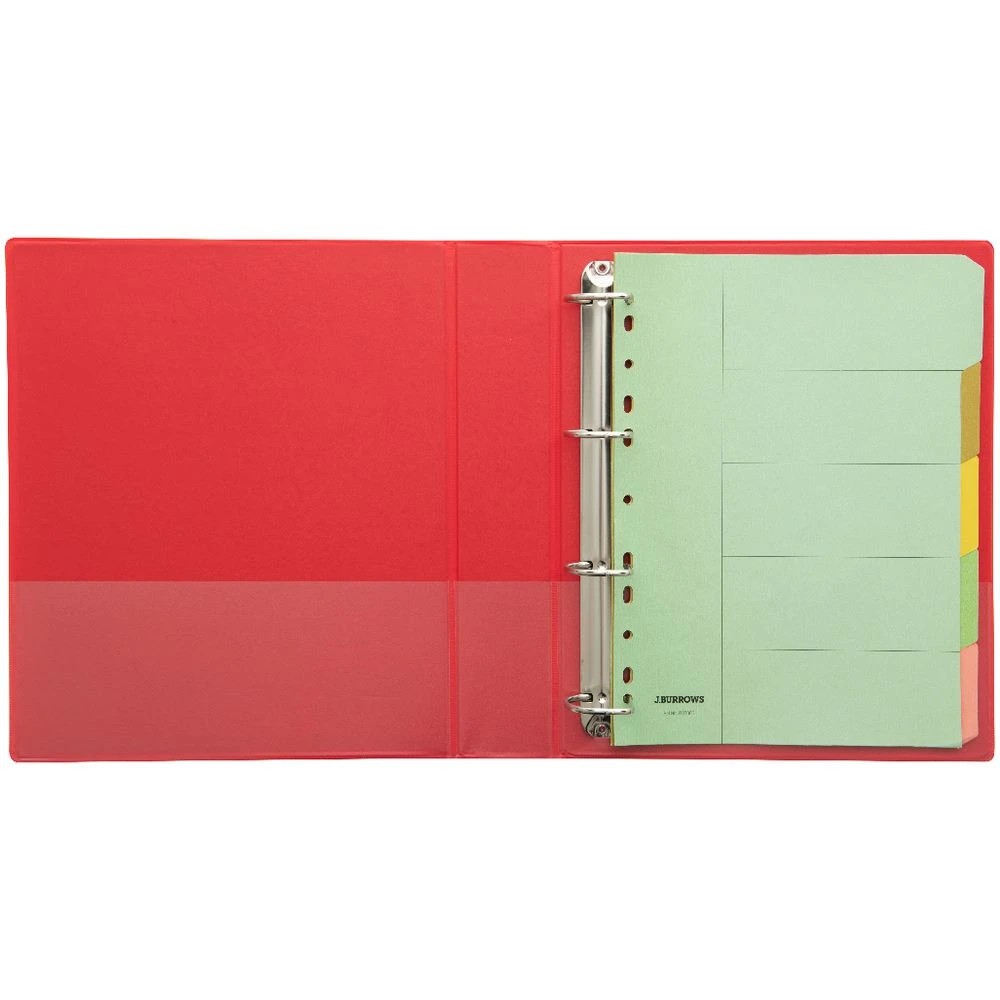 5 J.Burrows Insert Binder A4 4 D-Ring 38mm Red, 5 of 6