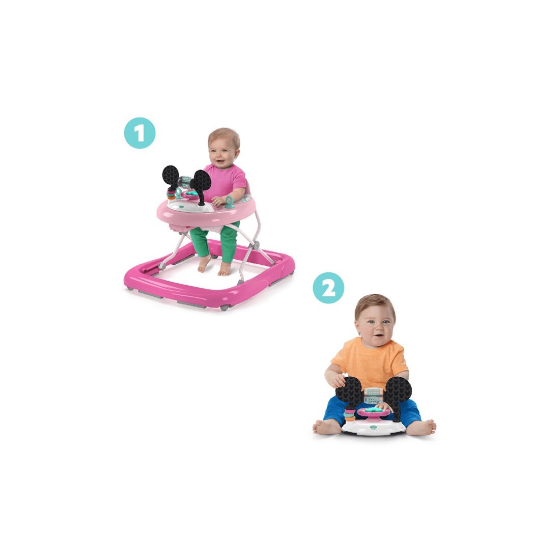 8 Bright Starts Disney Minnie Mouse Foldable Baby Walker With Music & Play Toys 6m+
 - Pink, 8 of 9