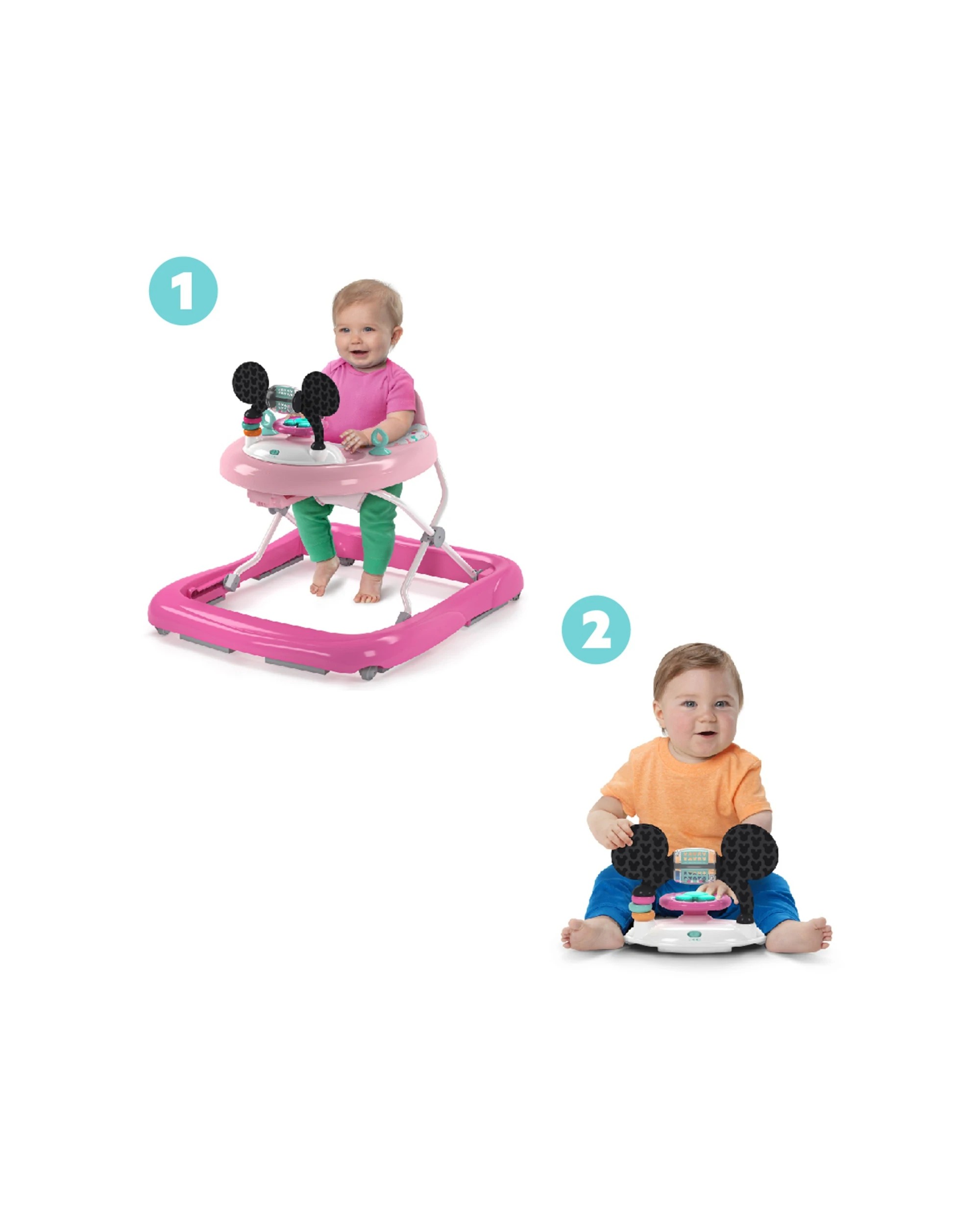 8 Bright Starts Disney Minnie Mouse Foldable Baby Walker With Music & Play Toys 6m+
 - Pink, 8 of 9