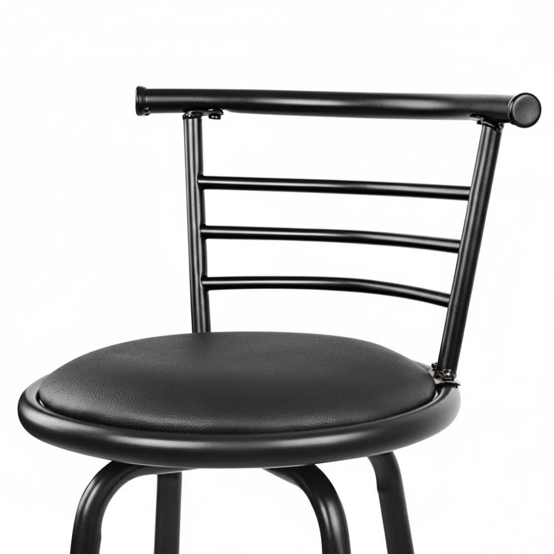 3 Artiss 4x Bar Stools Swivel Leather Padded Metal - Black, 3 of 5