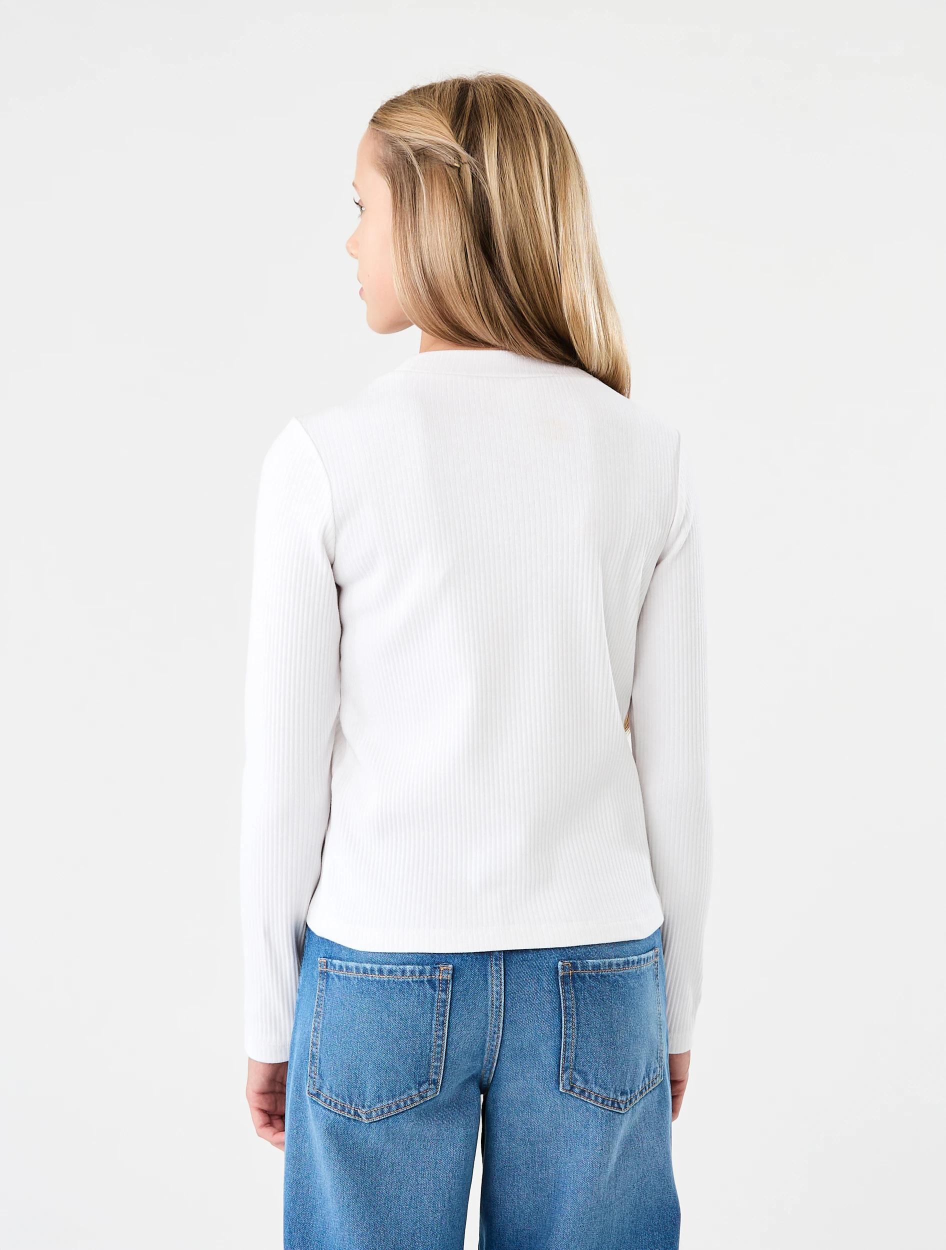 2 Long Sleeve Rib Skivvy Top White, 2 of 7