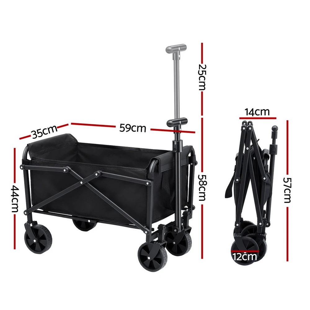 2 Gardeon Garden Cart Folding Trolley Camping Wagon Barrow Outdoor Beach - Black, 2 of 8