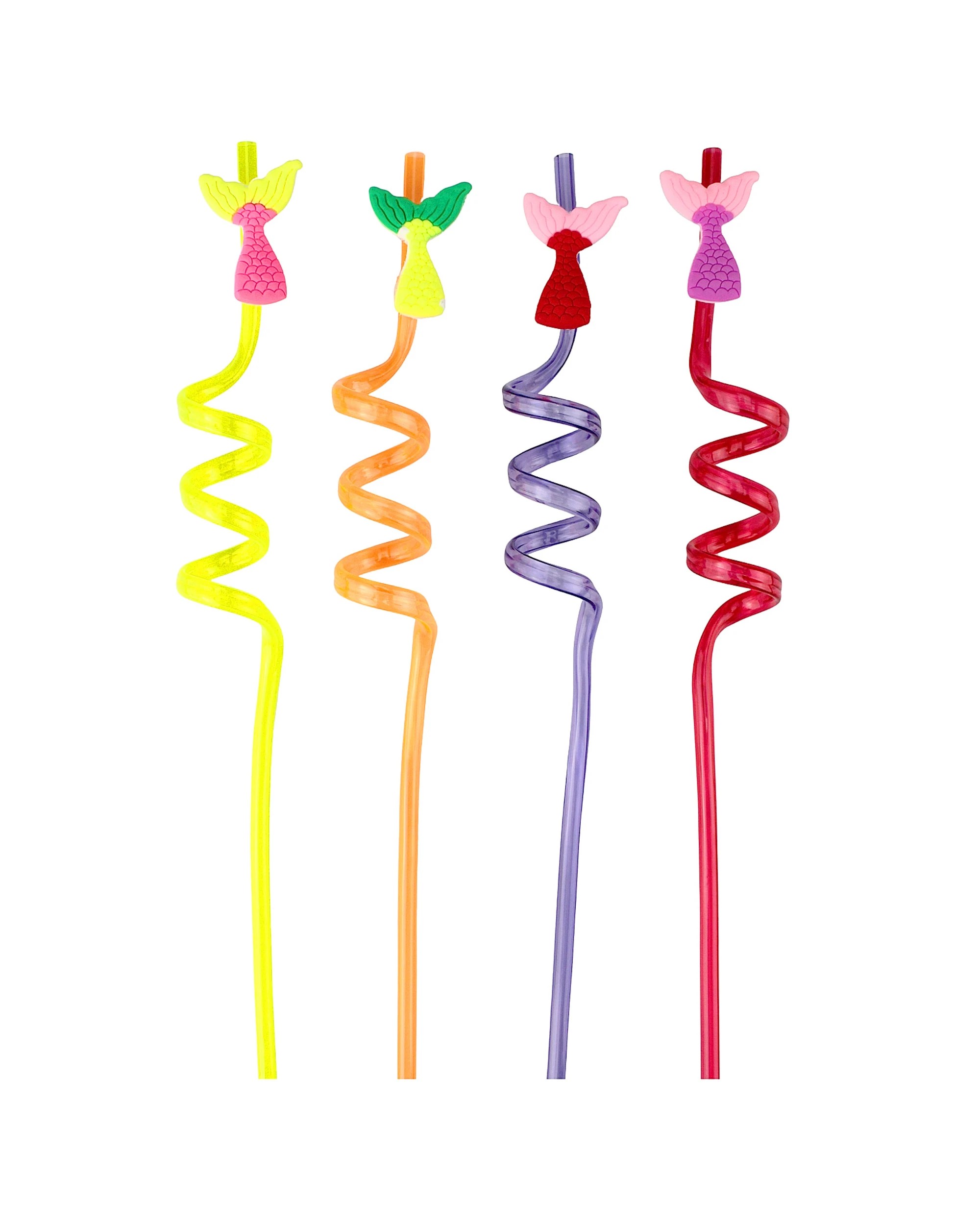 1 Party Maker Mermaid Tail Swirly Straws Pack of 4 - Assorted, 1 of 3