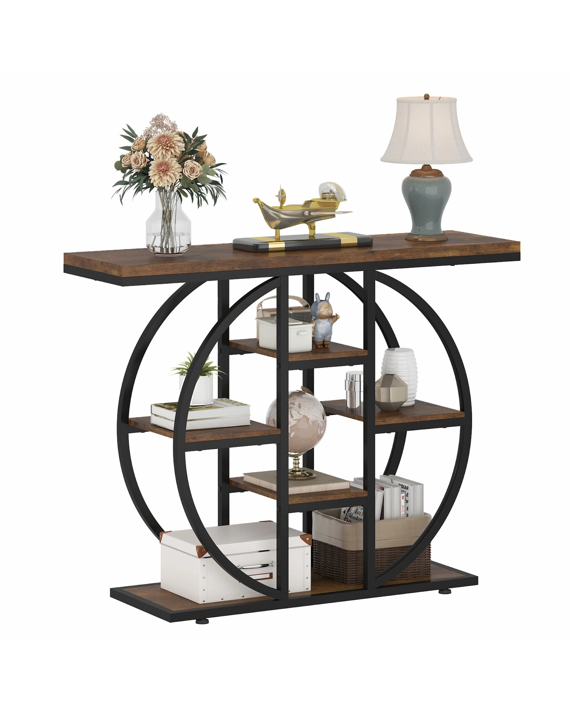 7 Advwin Console Table 103cm Entryway Hallway Table w/Storage Shelf Couch Side Table, 7 of 8