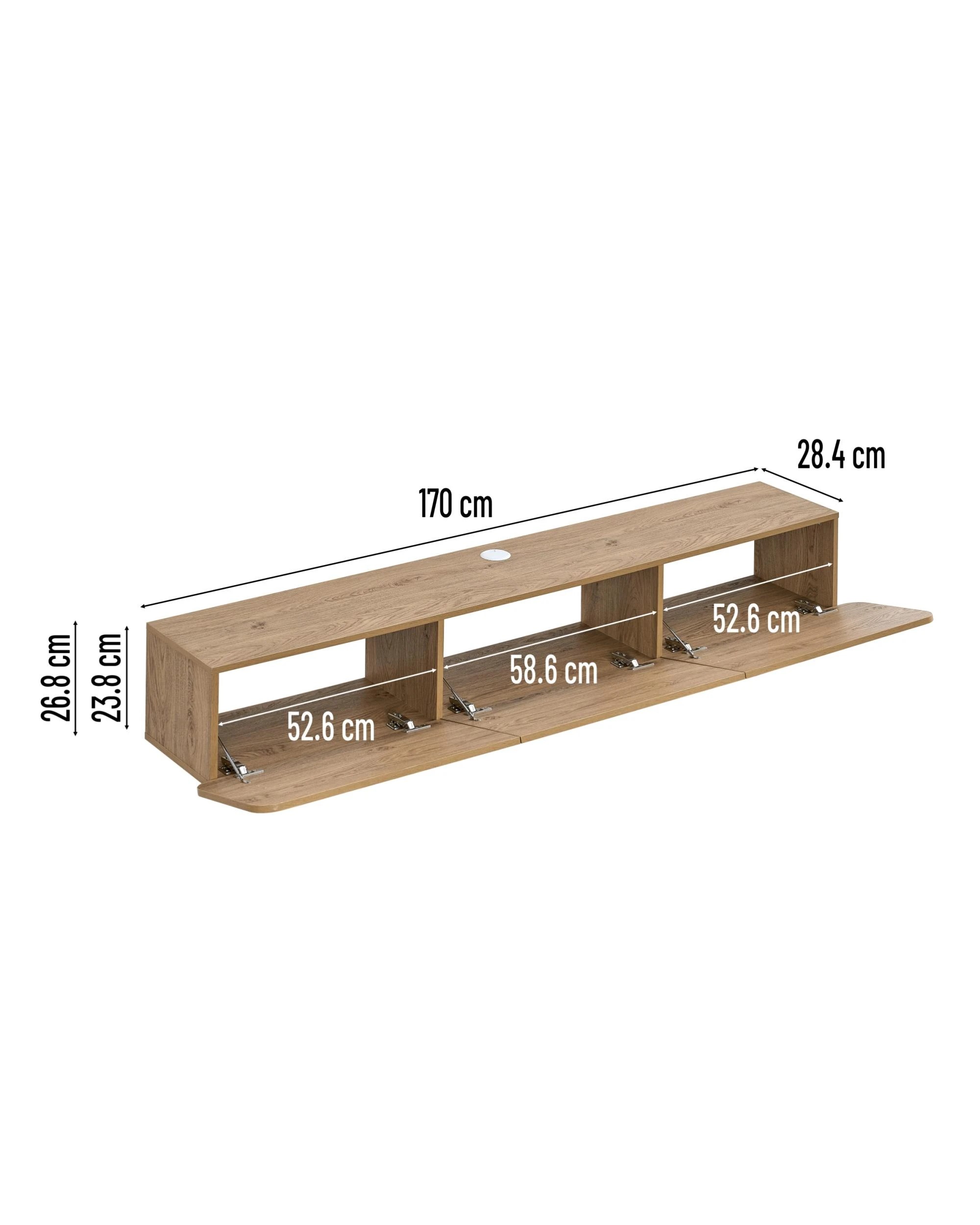 8 Kodu Wall Mount TV Entertainment Unit 3 Doors 180cm Oak - Natural, 8 of 8