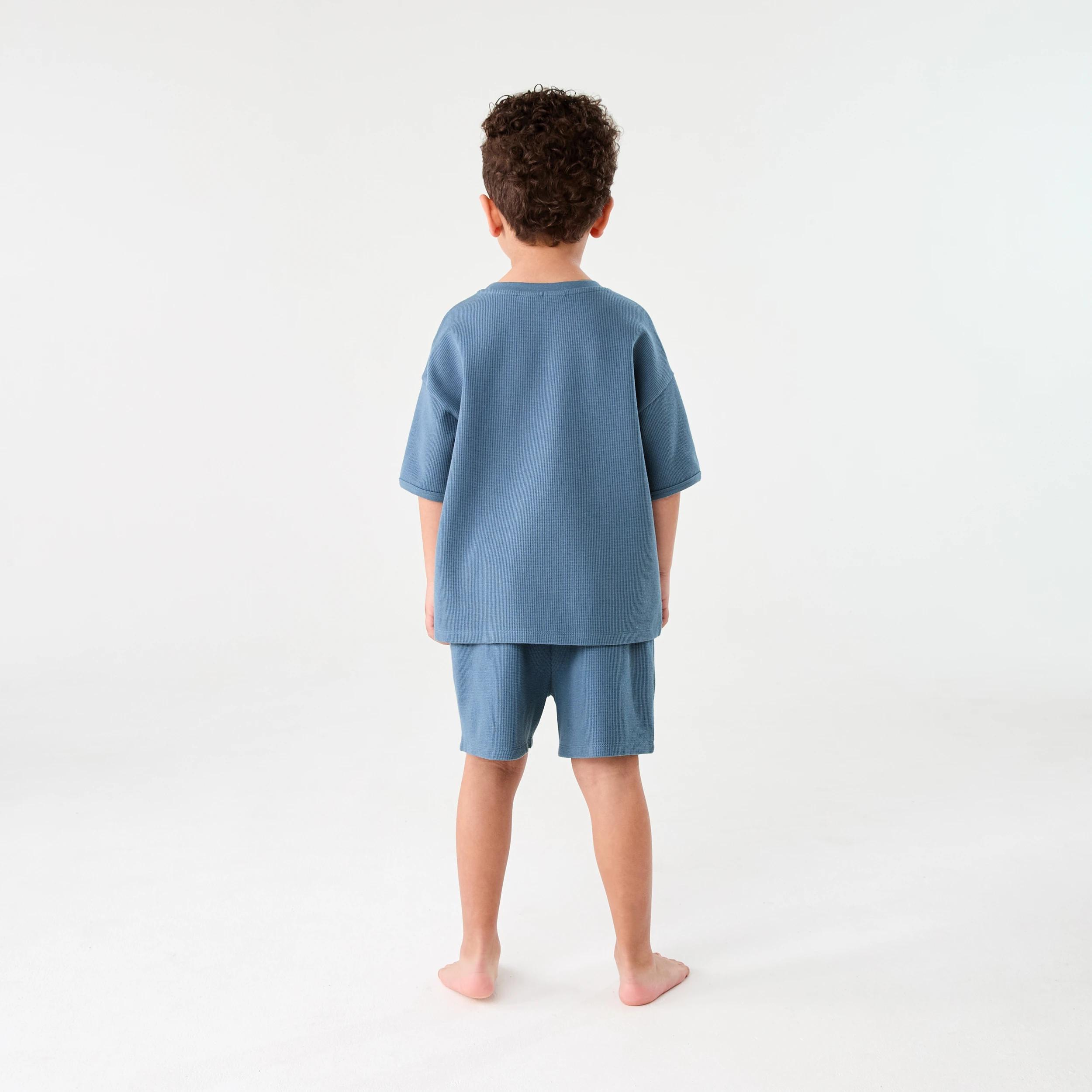 2 Short Sleeve Waffle Pyjama Set CHINA BLUE, 2 of 6