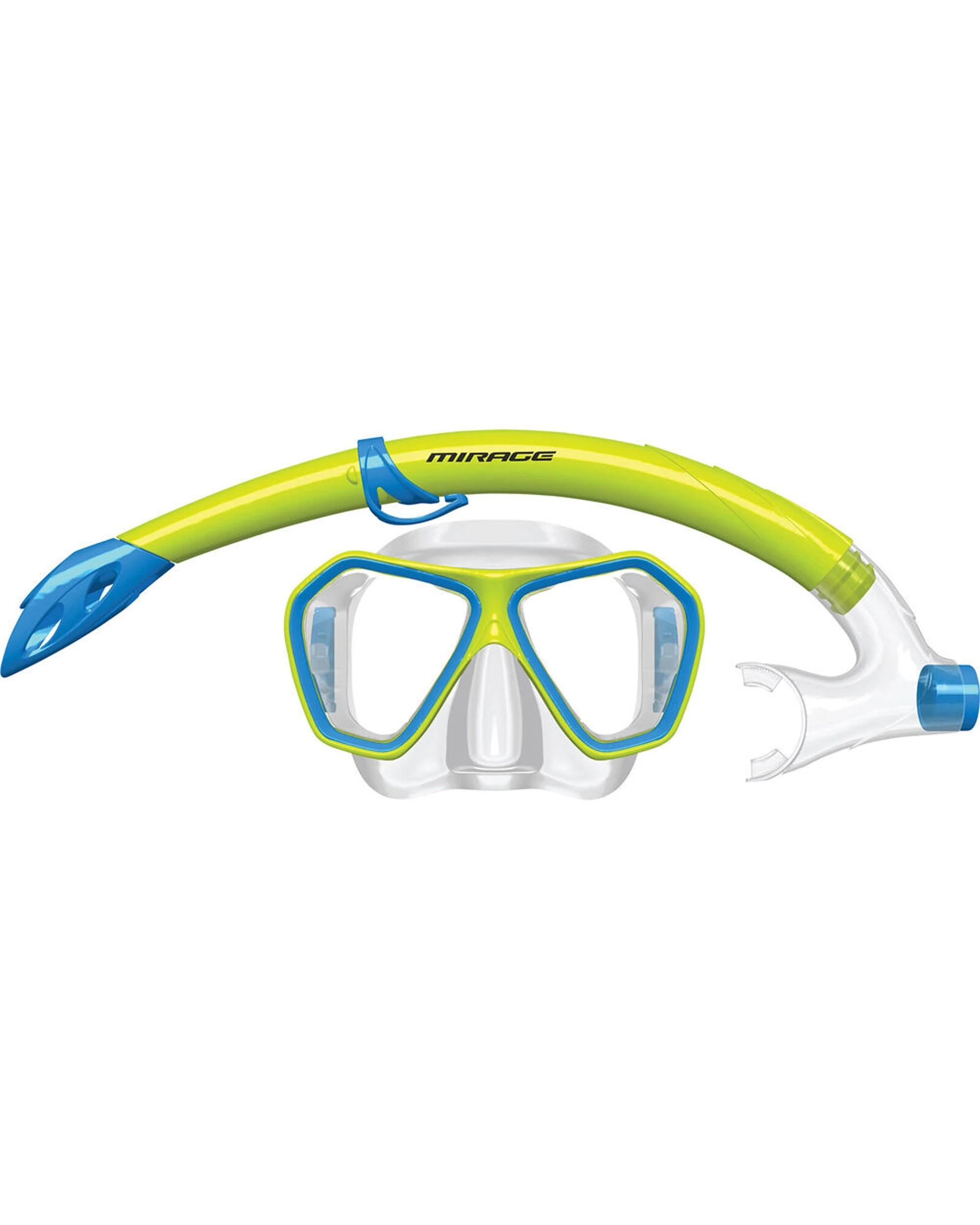 1 Mirage Splash Junior Silicone Mask And Snorkel Set Snorkelling Accessory Lime - Blue, 1 of 1