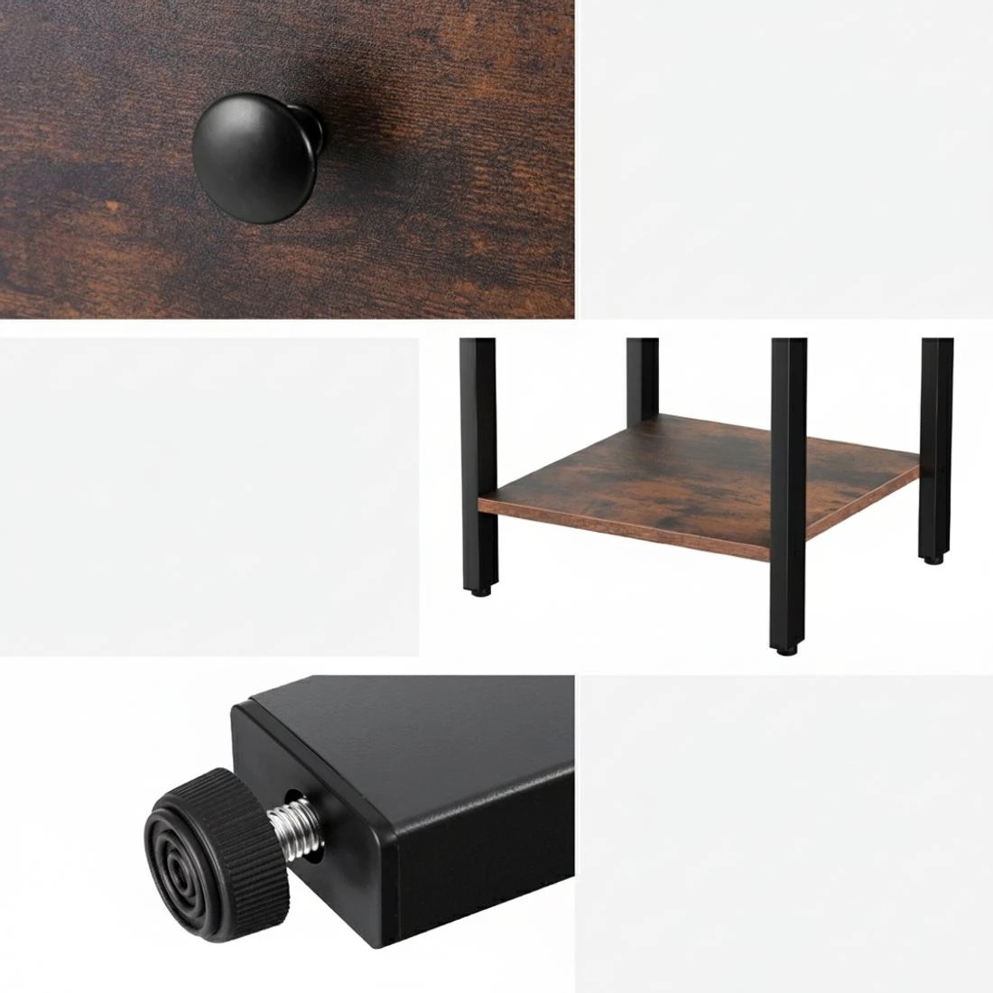 6 Artiss Bedside Table Nightstand 1 Drawer Shelves Walnut - Brown, 6 of 8