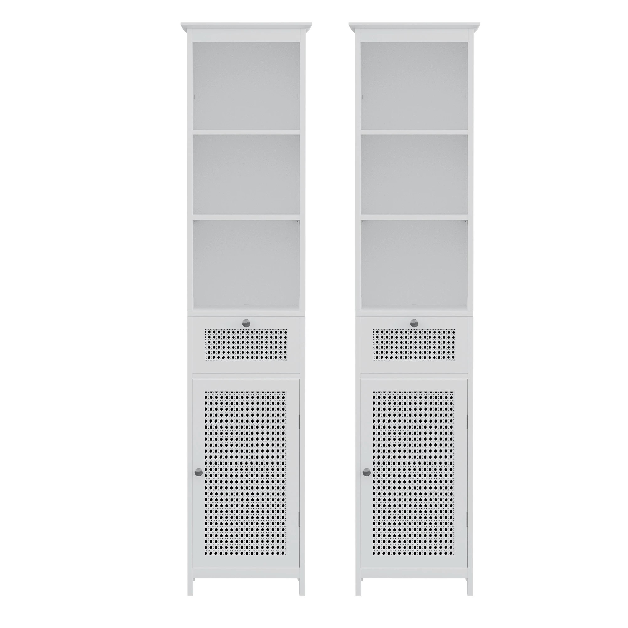 4 Artiss Bathroom Cabinet Storage X2 Rattan 161cm - White, 4 of 8