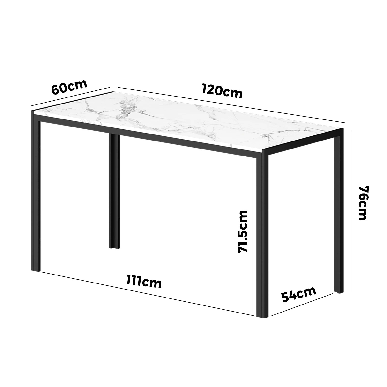 9 Oikiture 120cm Dining Table Rectangular Kitchen Table With Metal Leg
 - Multi, 9 of 9