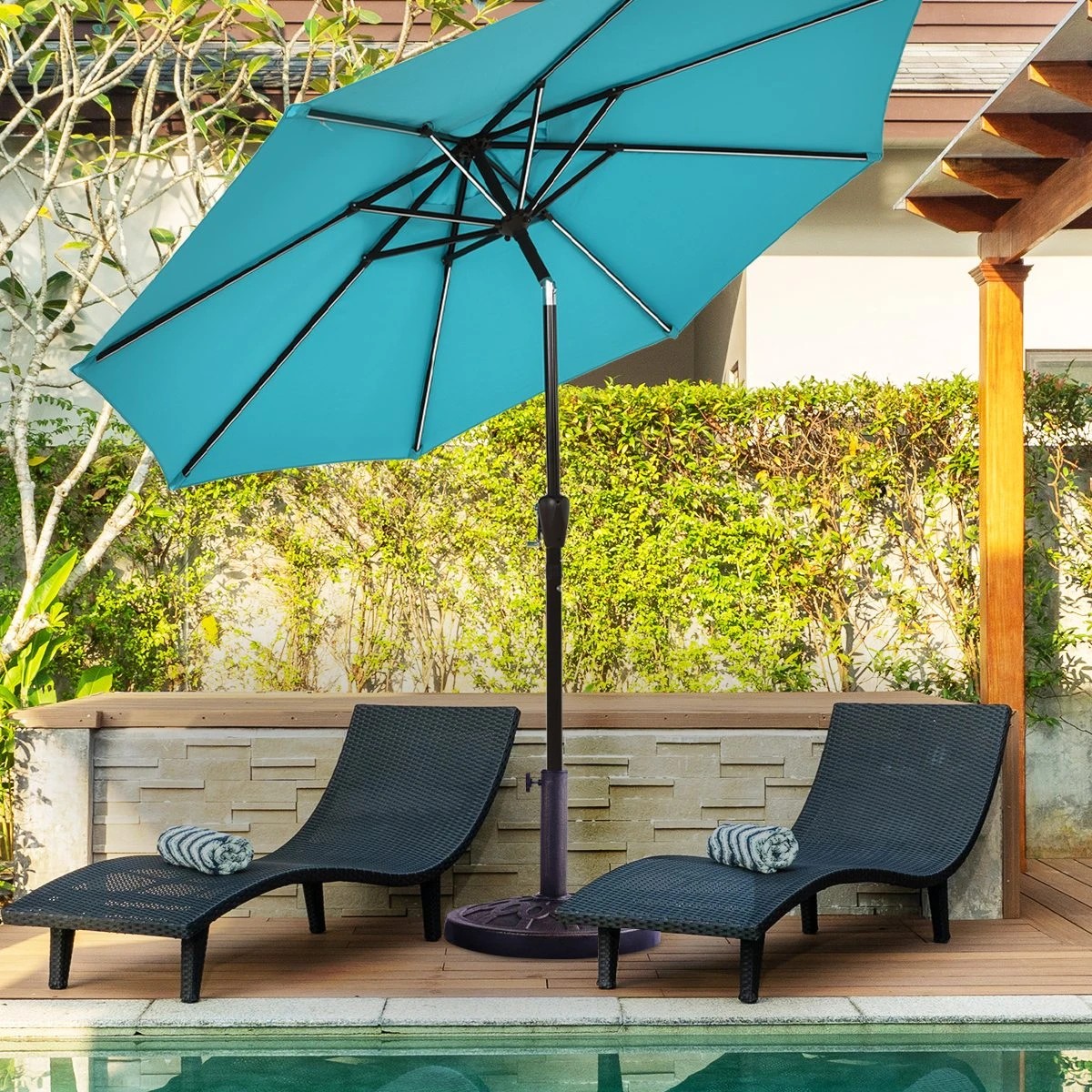 3 Costway Outdoor Umbrella Stand Base Round Parasol Cantilever Base, 3 of 3