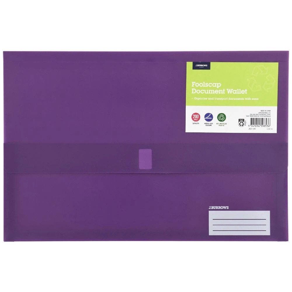 1 J.Burrows Foolscap Document Wallet Purple, 1 of 3