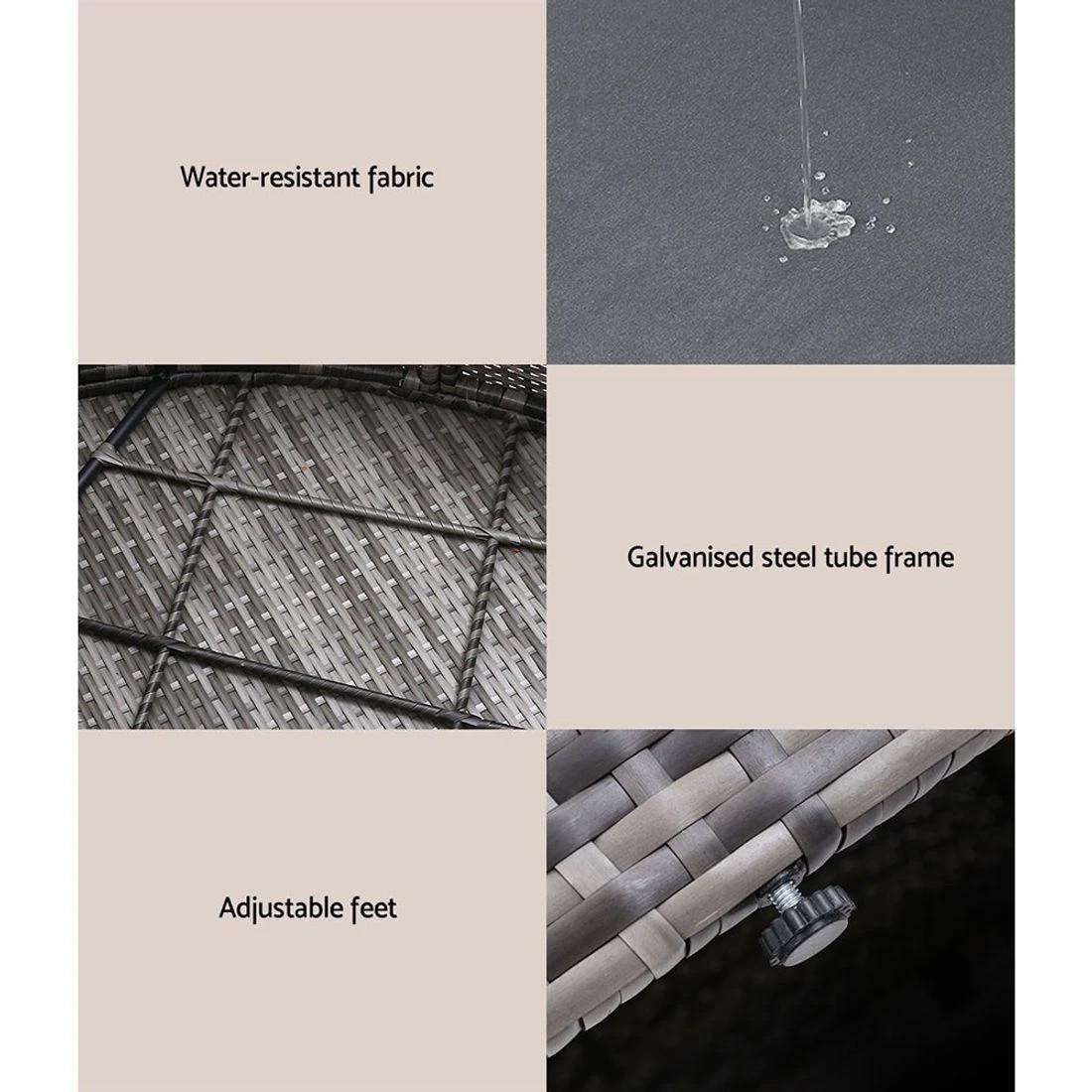 5 Gardeon Sun Lounge Setting Wicker Lounger Day Bed Patio Outdoor Furniture
 - grey, 5 of 5