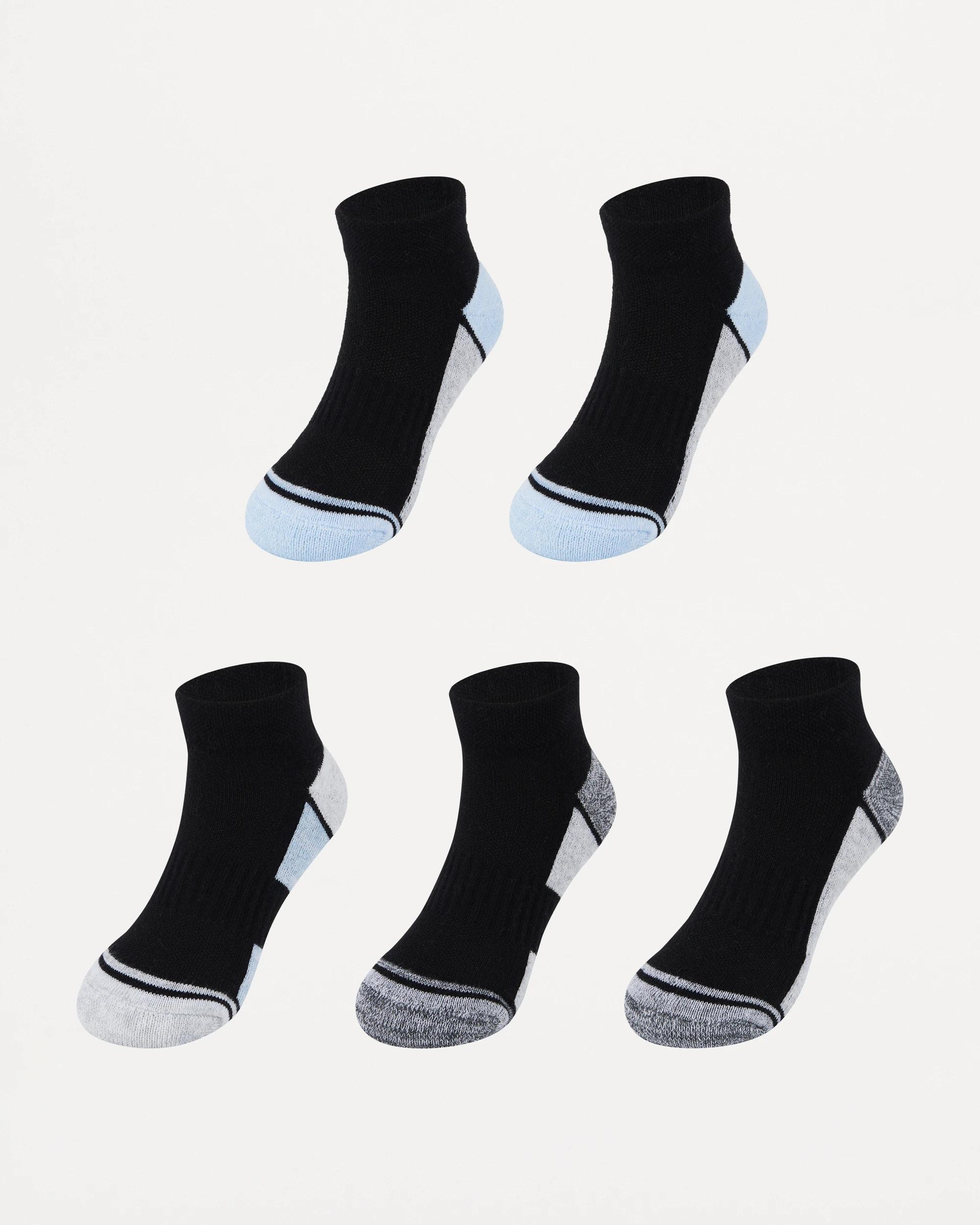 1 5 Pack Active Kids Low Cut Socks Blk Stripe, 1 of 3