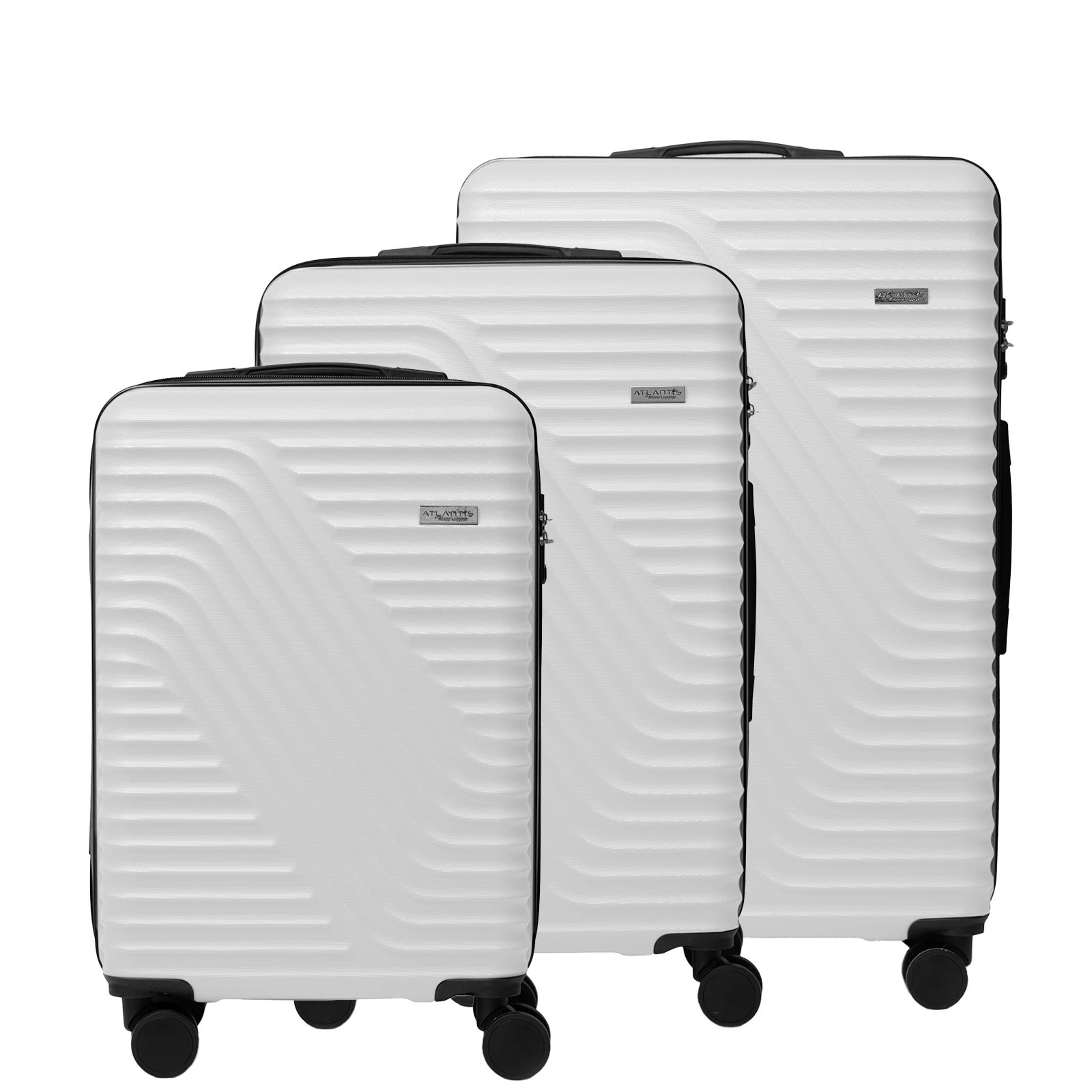 1 Milano Décor Atlantis Luggage 3 Piece Set TSA Lock Luxury Hard Case Travel Suitcase - White, 1 of 9