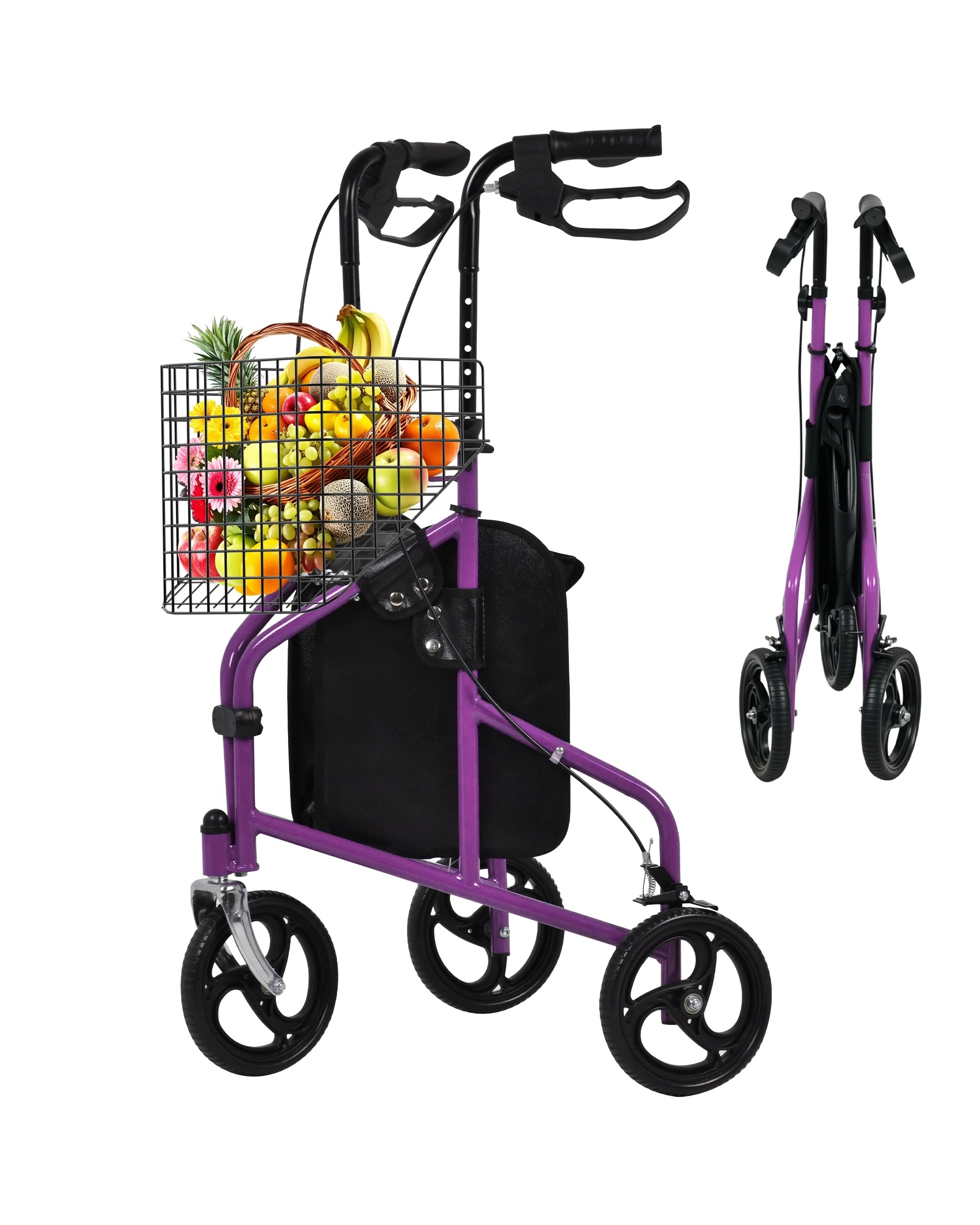 1 Advwin Rollator Walker 3 Wheel Mobility Aid - Purple, 1 of 8