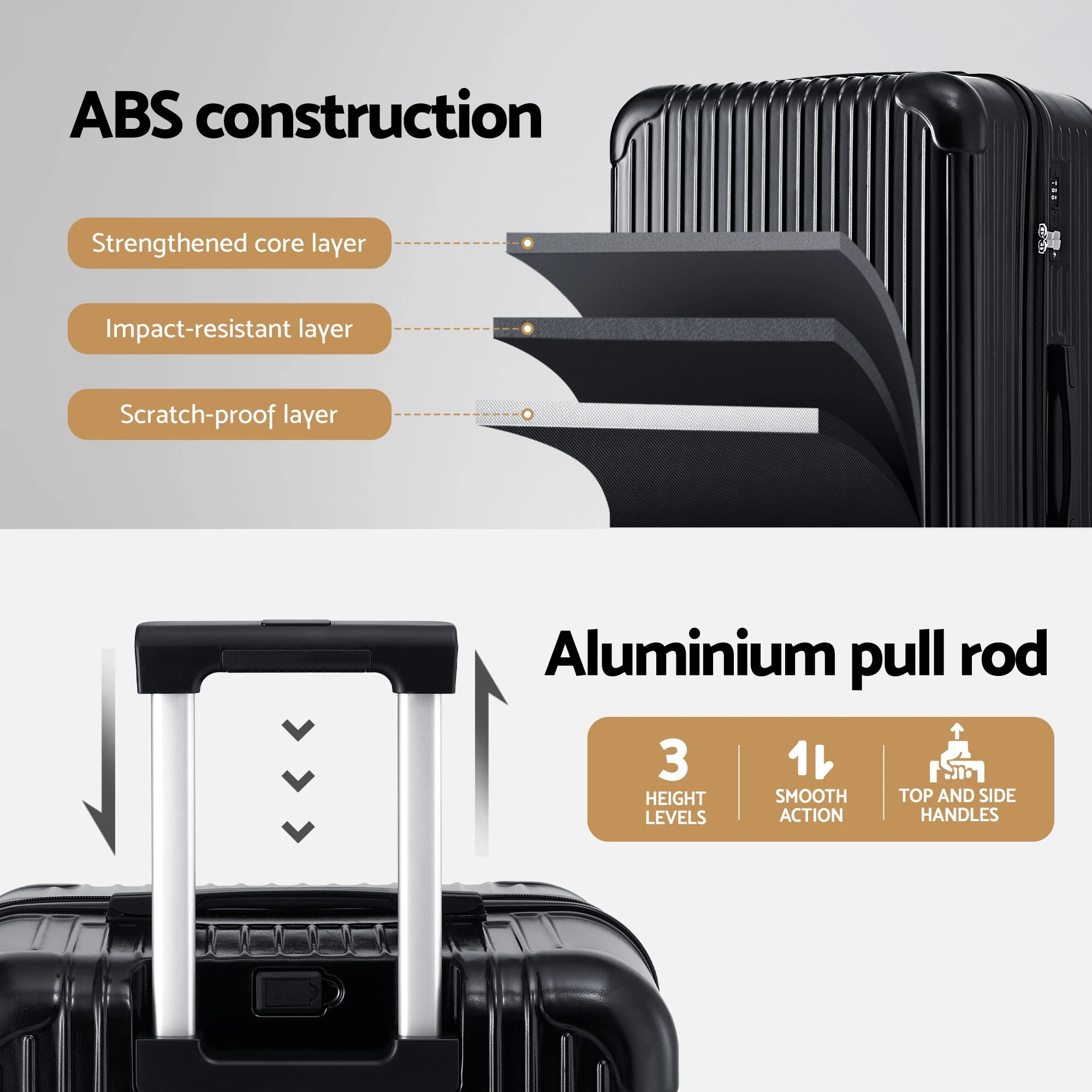8 Wanderlite 28" Trunk Luggage Suitcase Travel 5 Wheels Type-C Port TSA - Black, 8 of 8