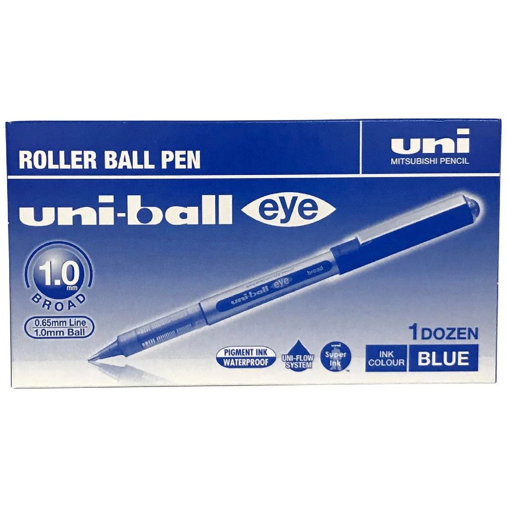 1 Uni-ball Eye Broad Rollerball Pens 12 Pack 1.0mm Blue, 1 of 2