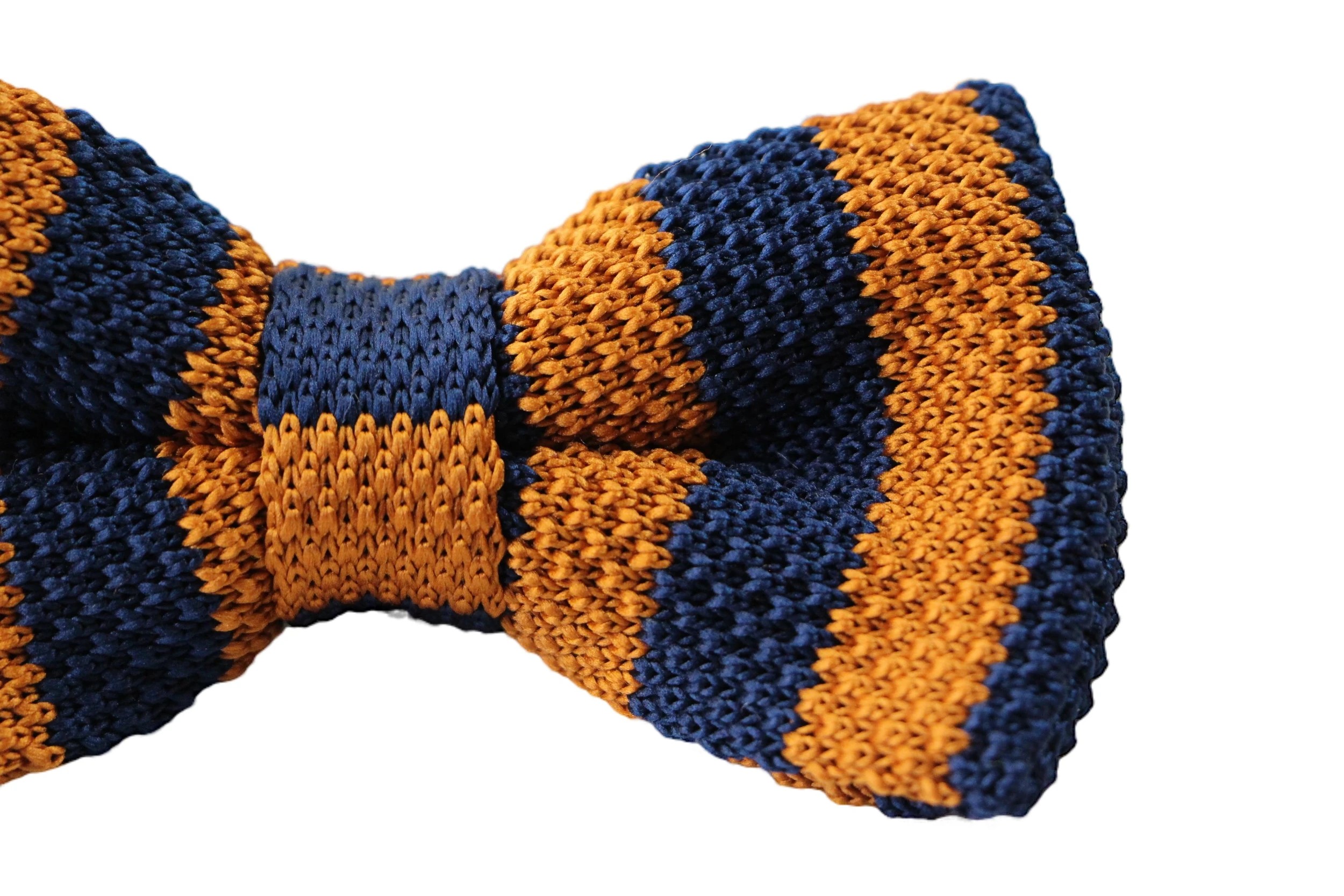 2 Zasel Mens Navy And Bronze Thick Vertical Striped Knitted Bow Tie - Multi, 2 of 4