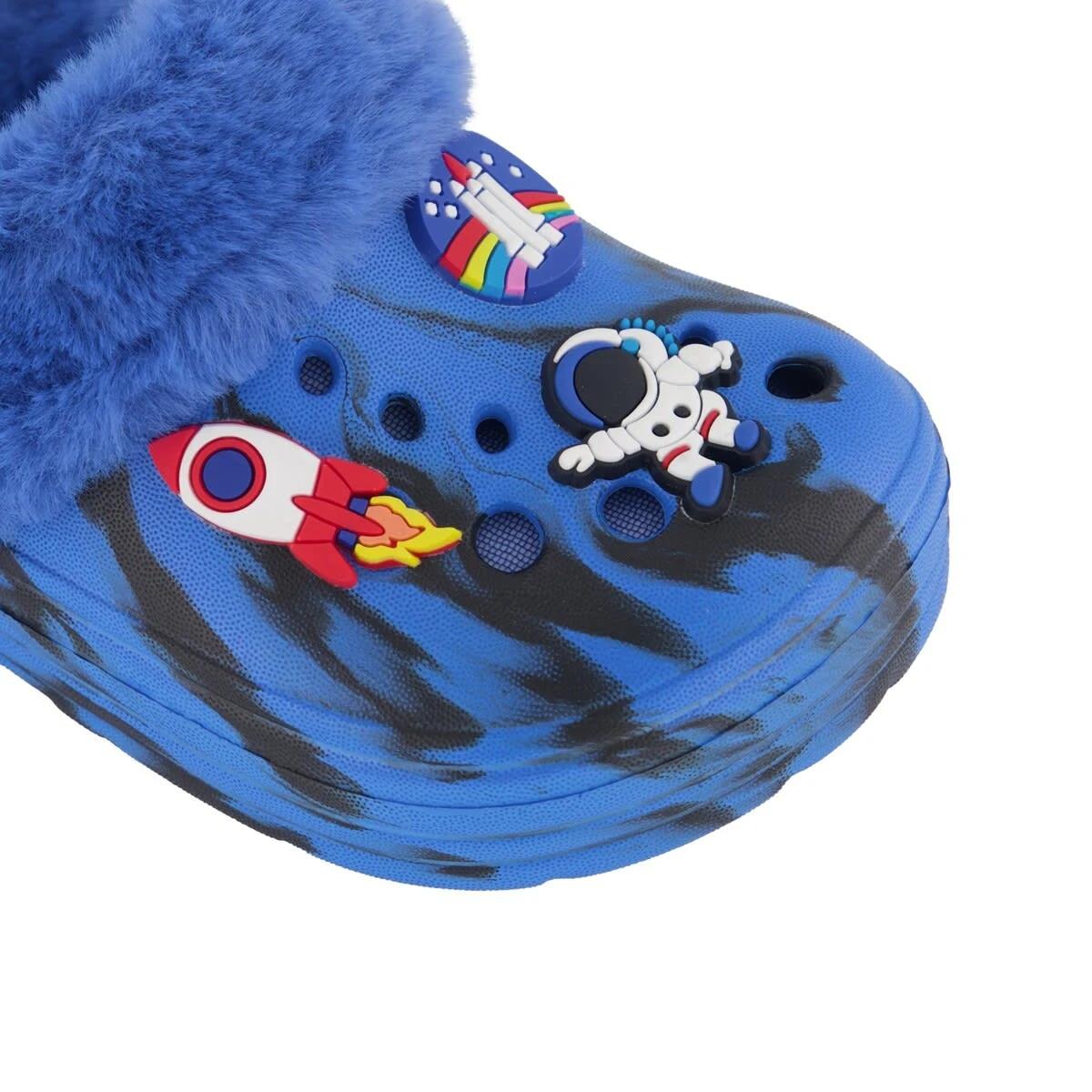 4 Junior Faux Fur Lined Clogs Marbleblue, 4 of 4