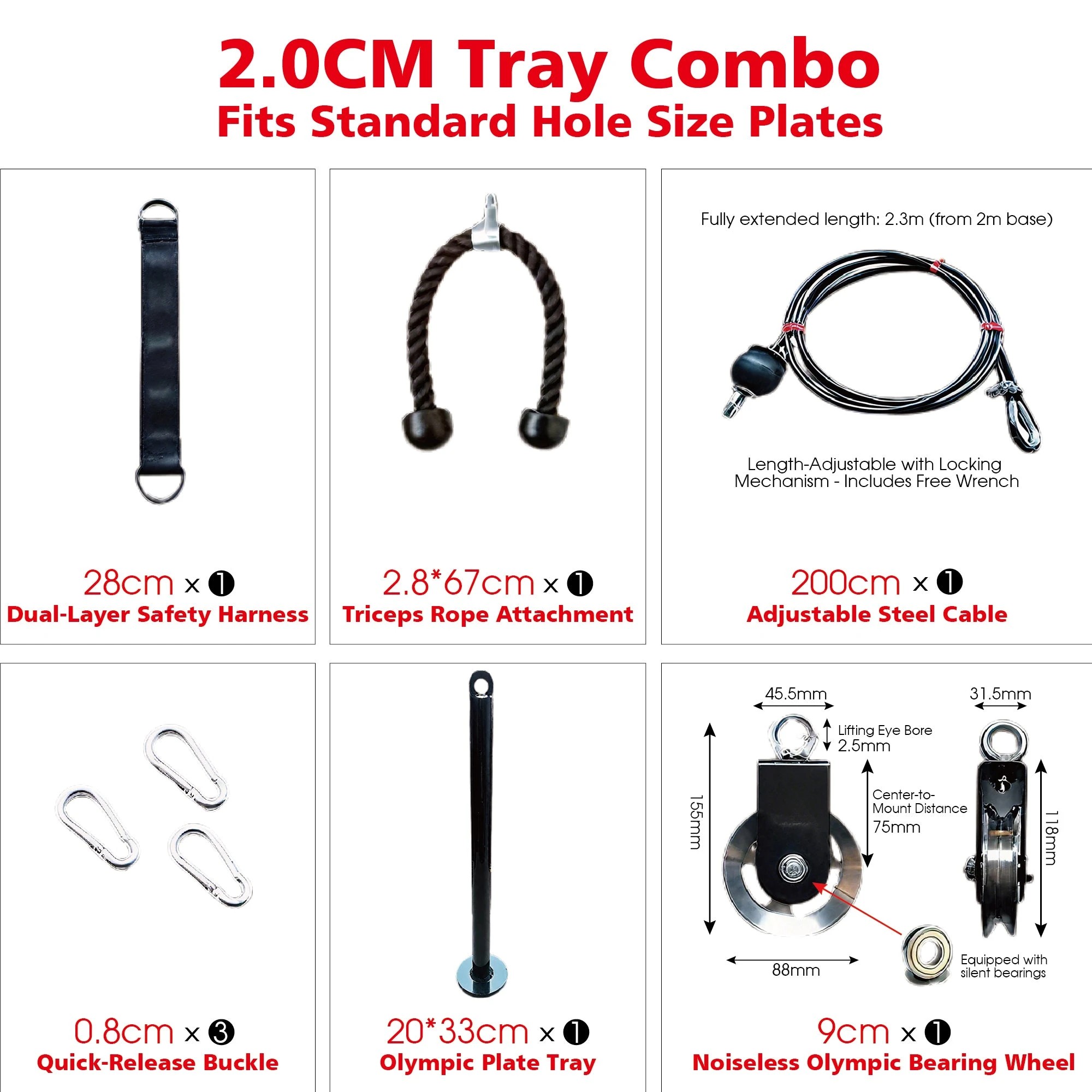 4 Fitness Master Pulley Cable Machine Attachment System Diy Lat Pull Down Tricep, 4 of 9