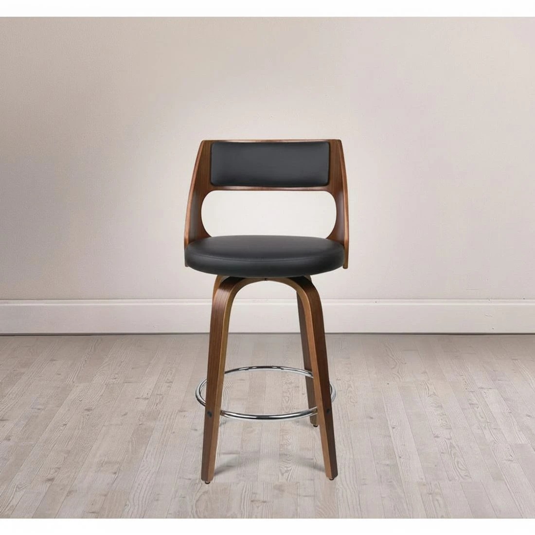 5 Artiss 4x Bar Stools Swivel Leather Chair 76cm - Black, 5 of 6