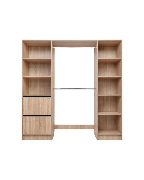 European Cabinetry Basel Walk In Wardrobe Kit Slim Shaker Panel Swiss Krono Boards Oak - Natural