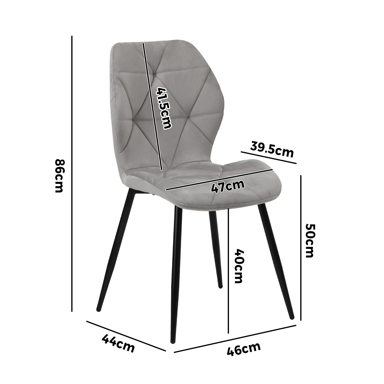 2 Oikiture Set of 2 Dining Chairs Kitchen Chair Padded Seat High Back Velvet - Grey, 2 of 7