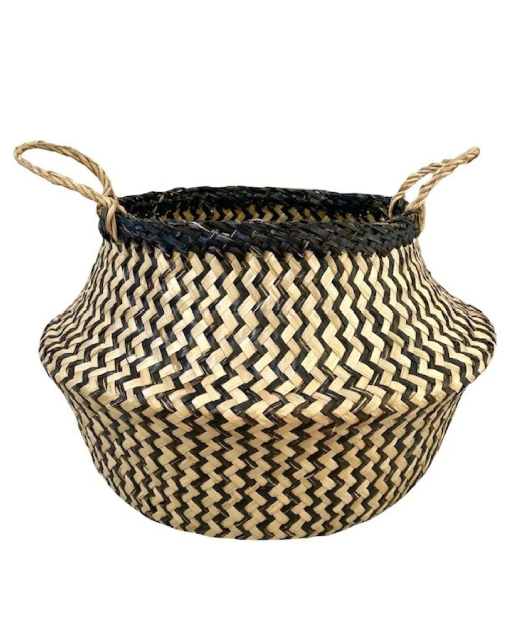 1 Round Seagrass Storage Basket with Folding Design, 1 of 3