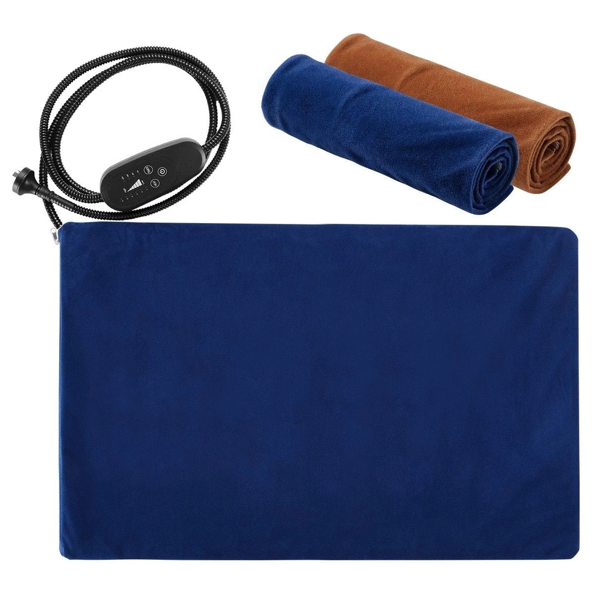 1 Pet Scene Heated Dog Pad Pet Cat Doggy Heating Bed with Blue & Brown Covers Included, 1 of 1