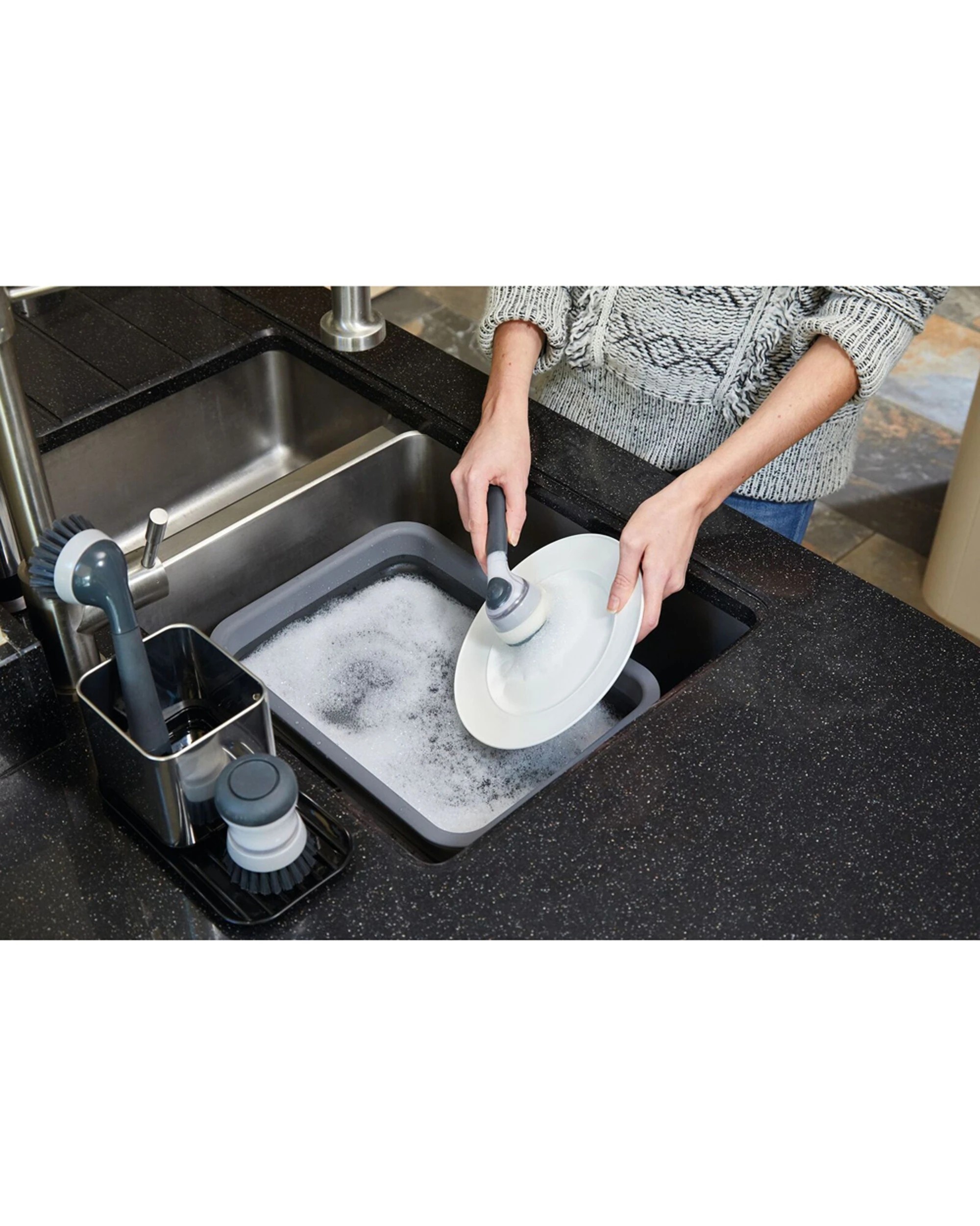 5 MasterCraft 4PK Soap Dispensing Dish Brush Cleaner Ergonomic 20cm - Grey, 5 of 5