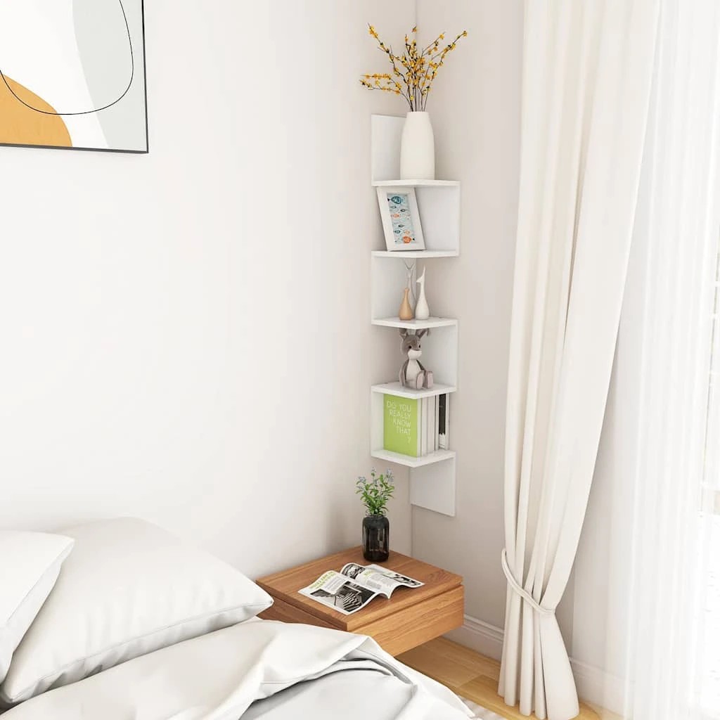 3 vidaXL Wall shelf Corner Fitting - White, 3 of 9