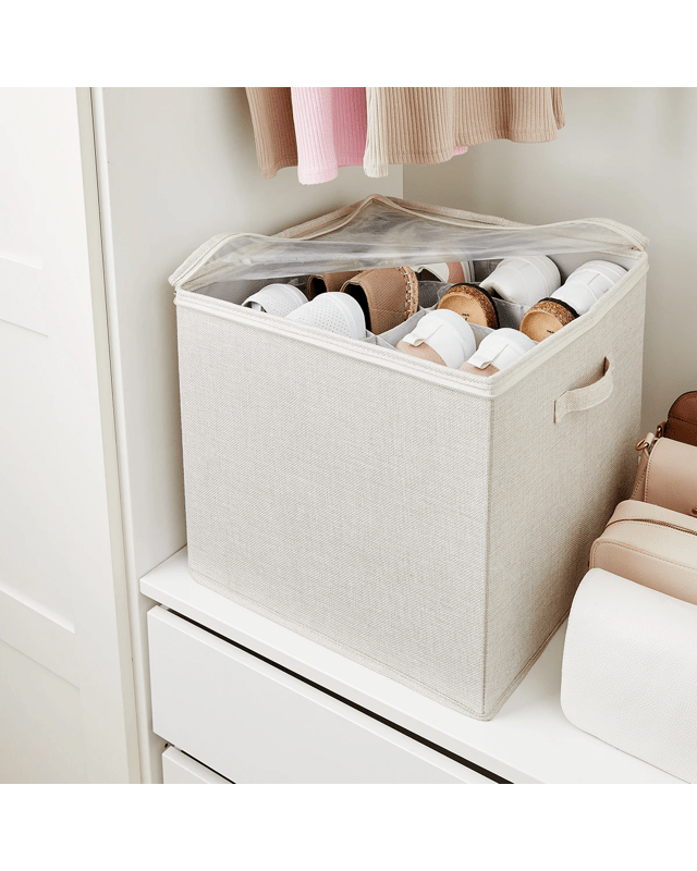 Linen Look Storage Box with Dividers - B