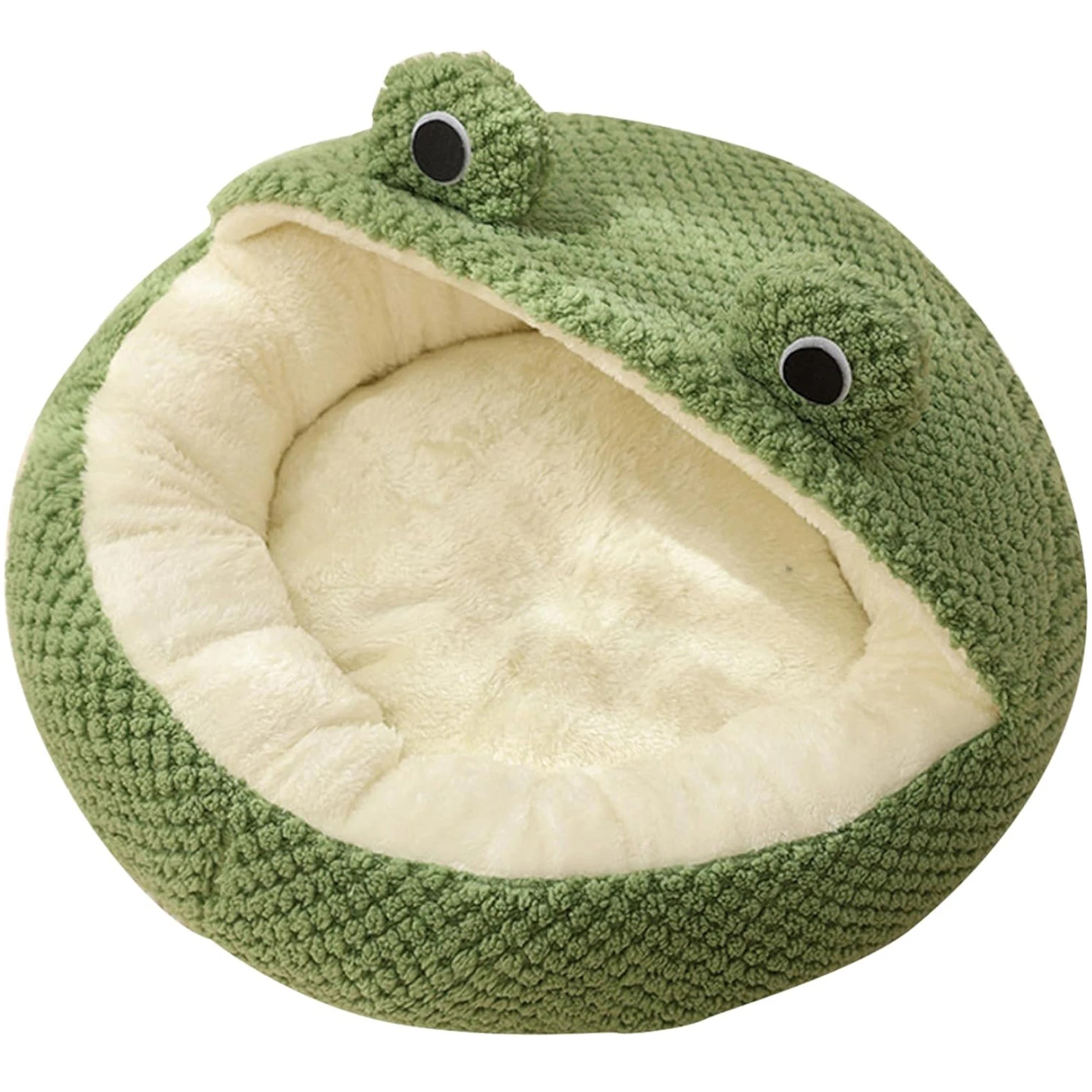 1 Todo Semi Enclosed Pet Nesting Bed 60cm Diameter Soft Warm Dog Cat Sleeping Bed - Frog, 1 of 6