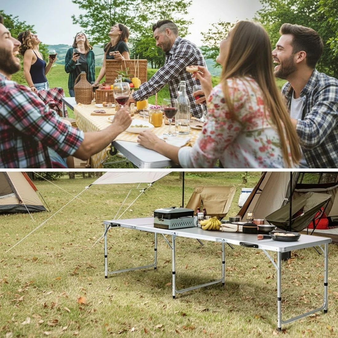 6 Weisshorn Folding Camping Table 240CM Portable Outdoor Picnic BBQ Aluminium Desk - Silver, 6 of 6