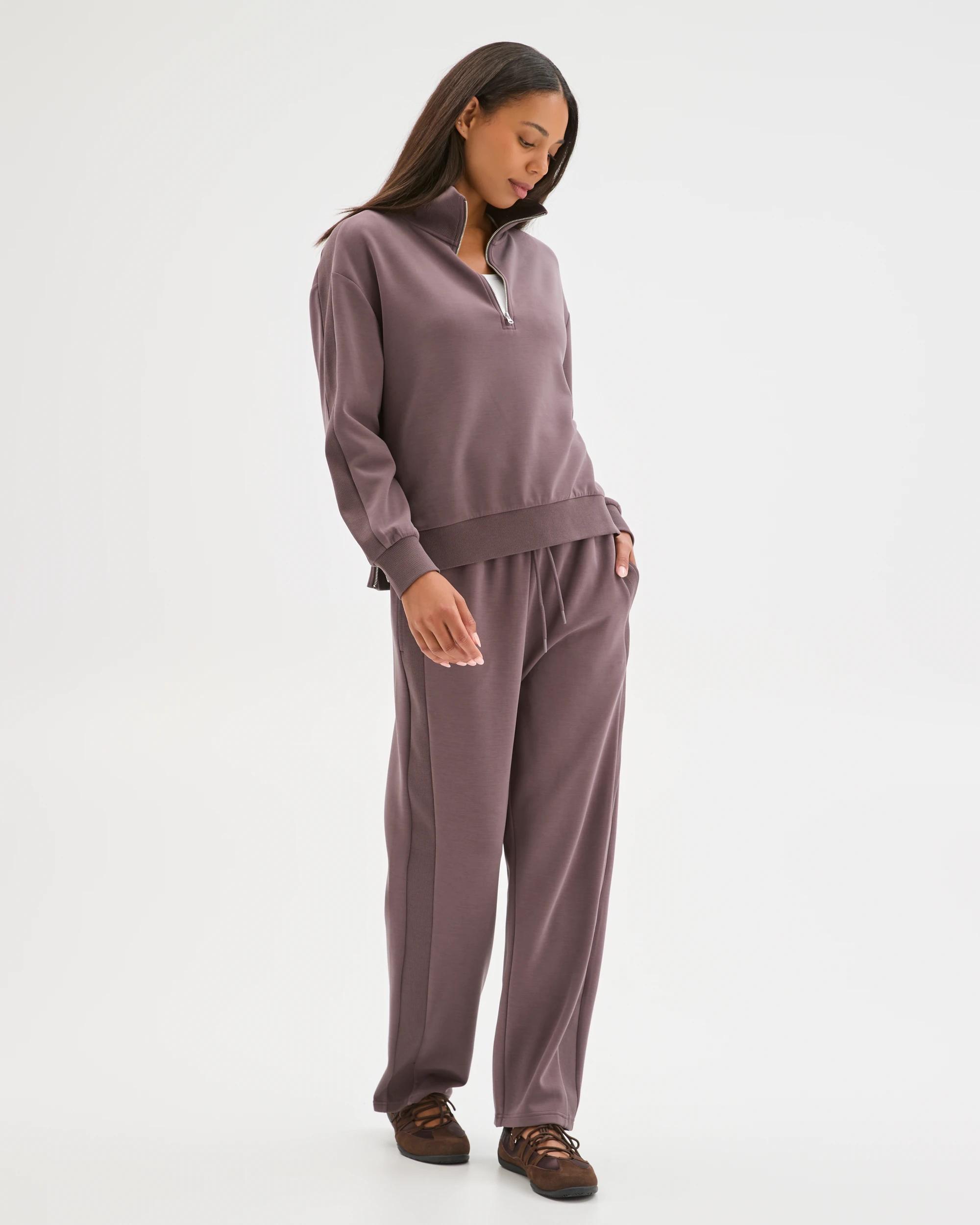 3 Target Active Movement Wide Leg Knit Panel Pants PLUM, 3 of 7