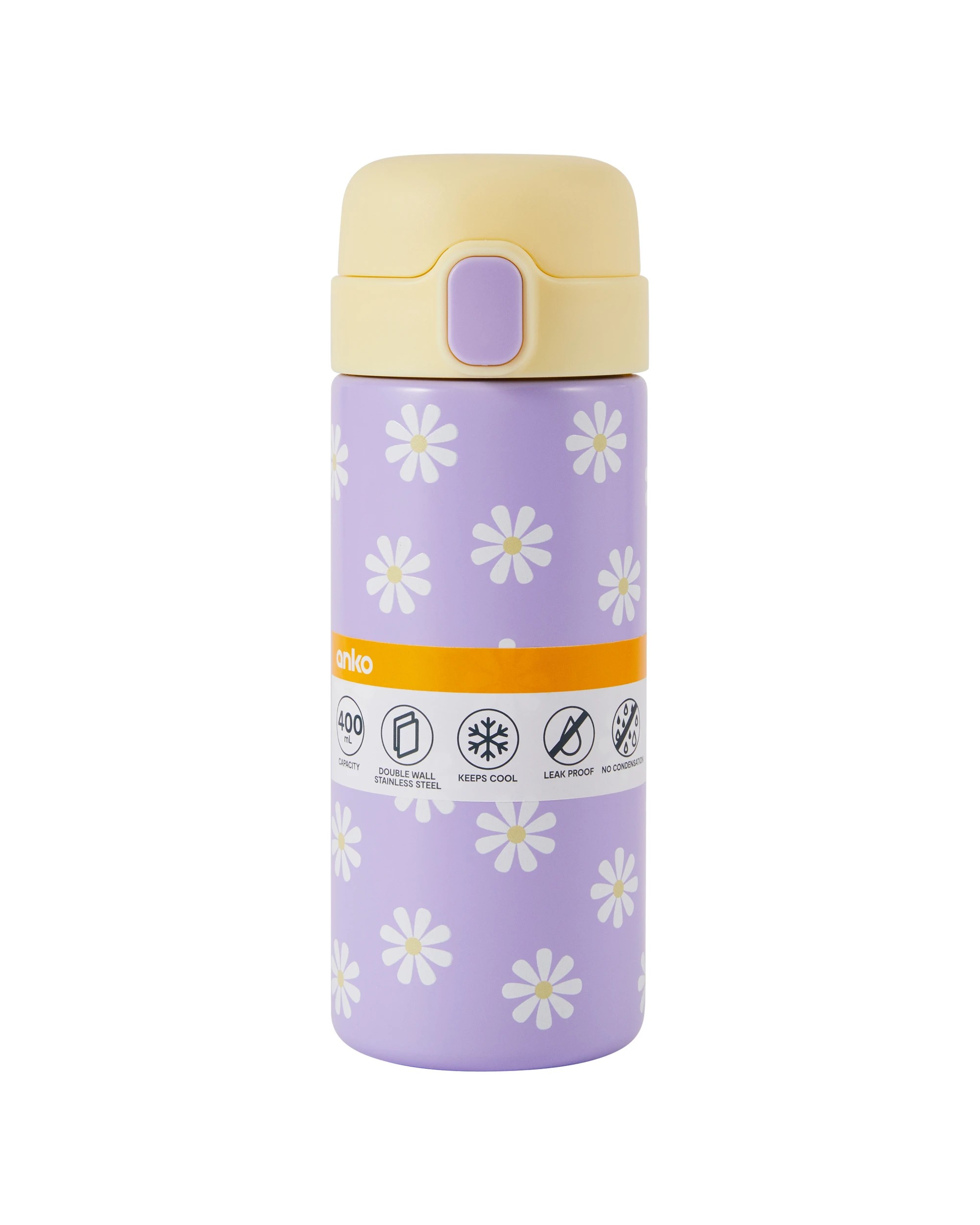 6 400ml Daisy Stainless Steel Double Wall Insulated Cylinder Bottle, 6 of 6