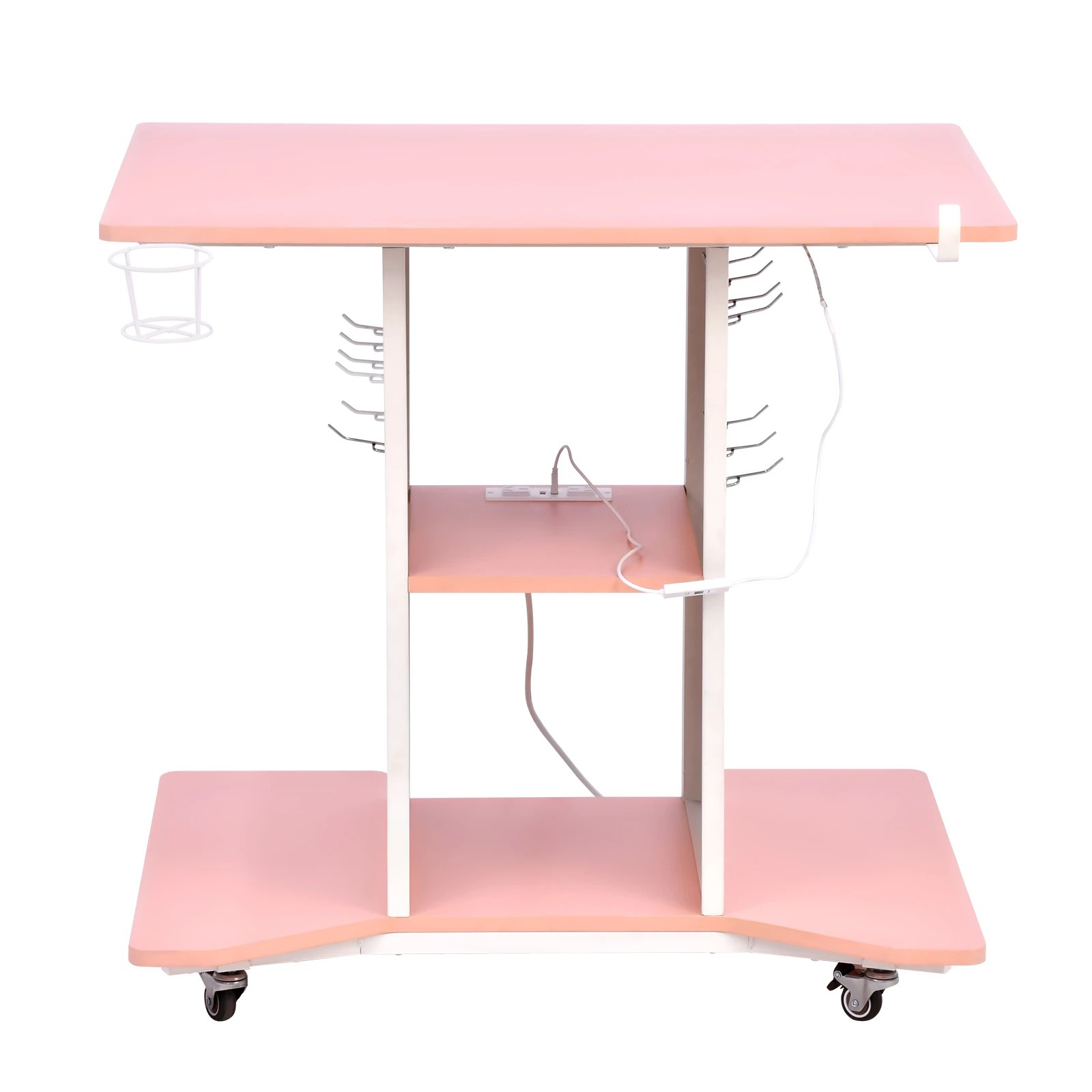 4 Advwin Movable Gaming Desk with LED Lights & Power Outlet, 4 of 8