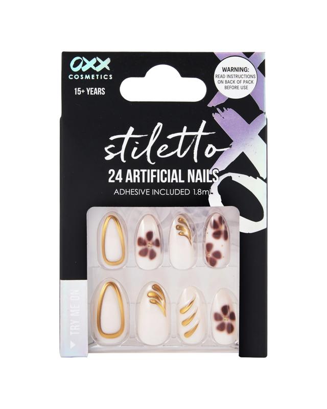 OXX Cosmetics 24 Pack Artificial Nails with Adhesive - Stiletto, B