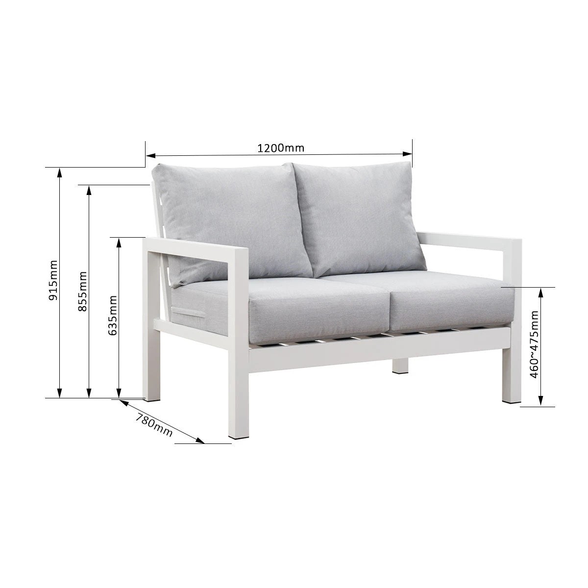 4 Moda Living Coogee 3+2 Seater Aluminium Sofa Lounge Set - Light Grey Cushion - White, 4 of 8