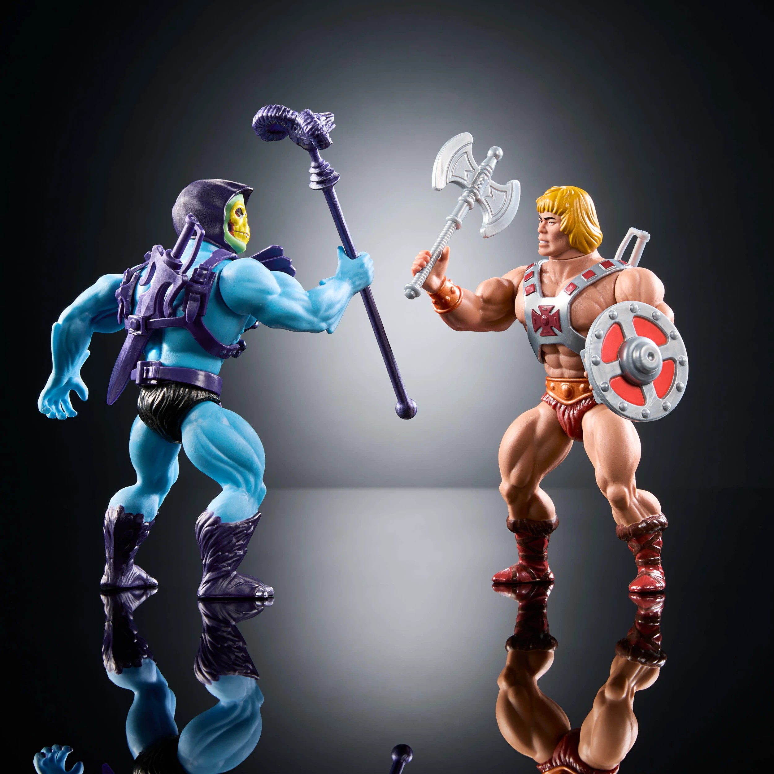 6 2 Pack Masters of the Universe Origins Retro Mattel 80th Anniversary Punching He-Man and Skeletor, 6 of 6
