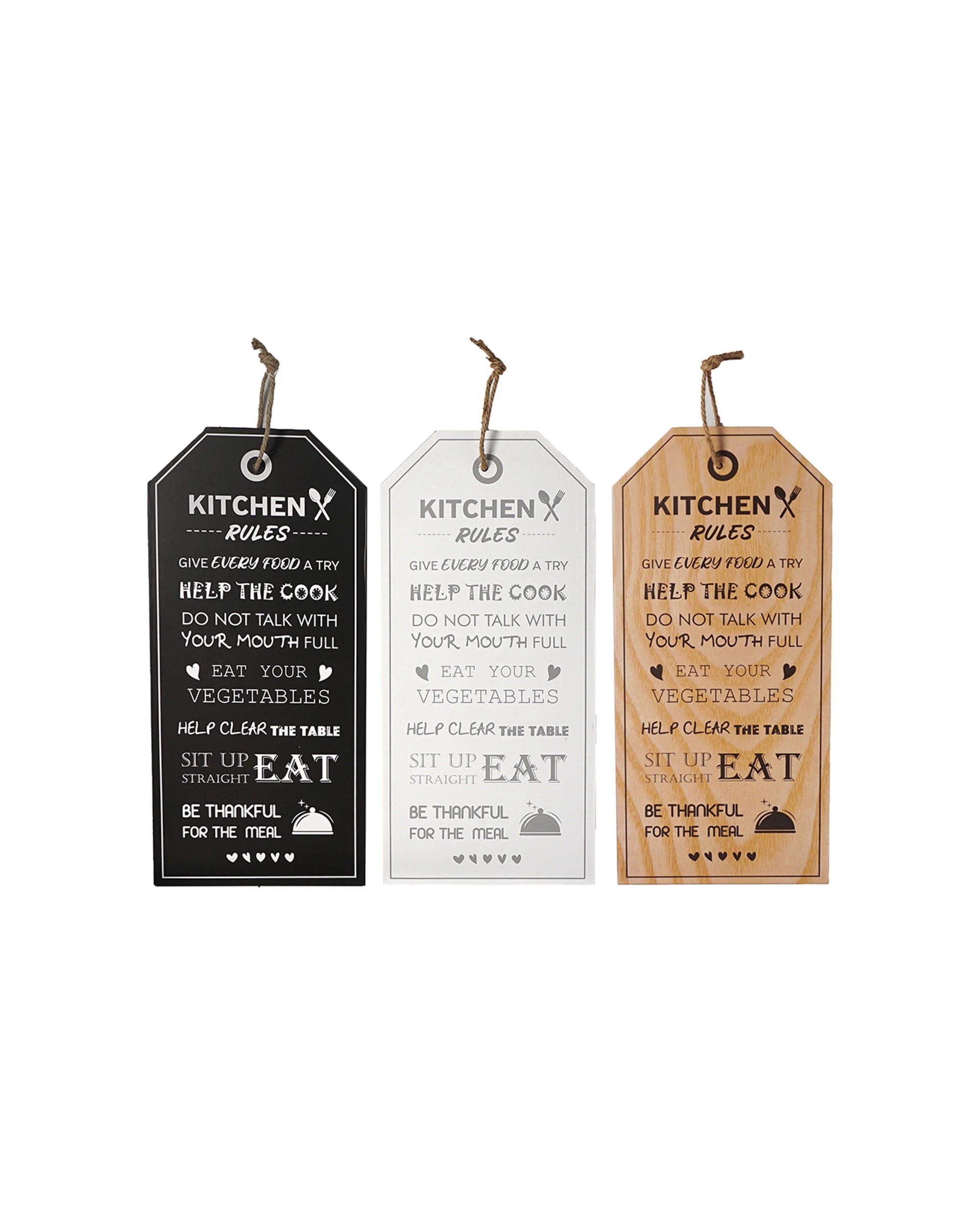 2 Unigift Kitchen Rules Plaque Home Wall Art Stylish Design 22x55cm, 2 of 2