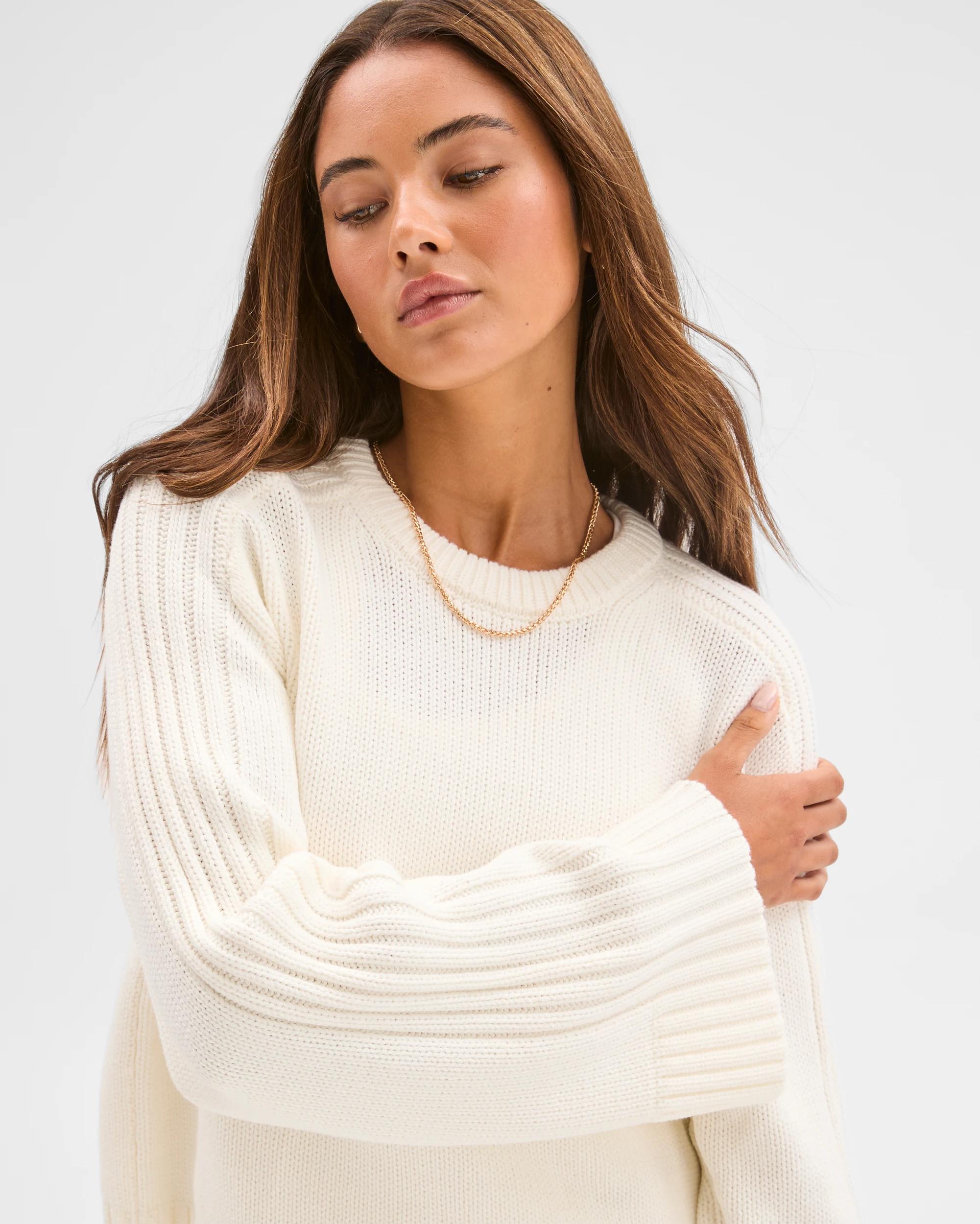 4 Lily Loves Australian Cotton Blend Crew Neck Knit Jumper JET STREAM, 4 of 5