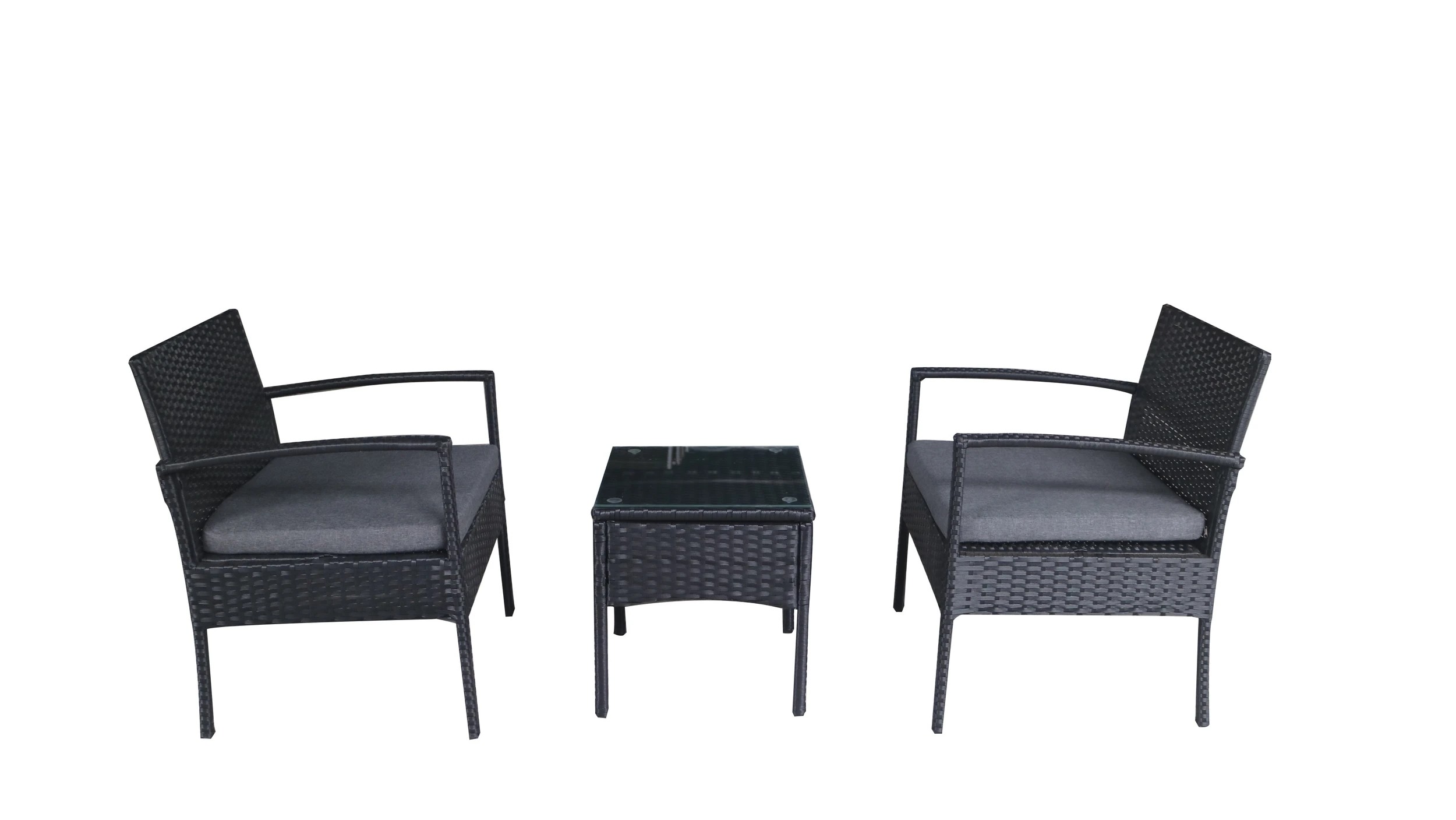 5 Elora 3pc Lounge Set Outdoor Furniture Rattan Wicker Chair Tempered Glass Coffee Table Garden Patio Balcony, 5 of 6